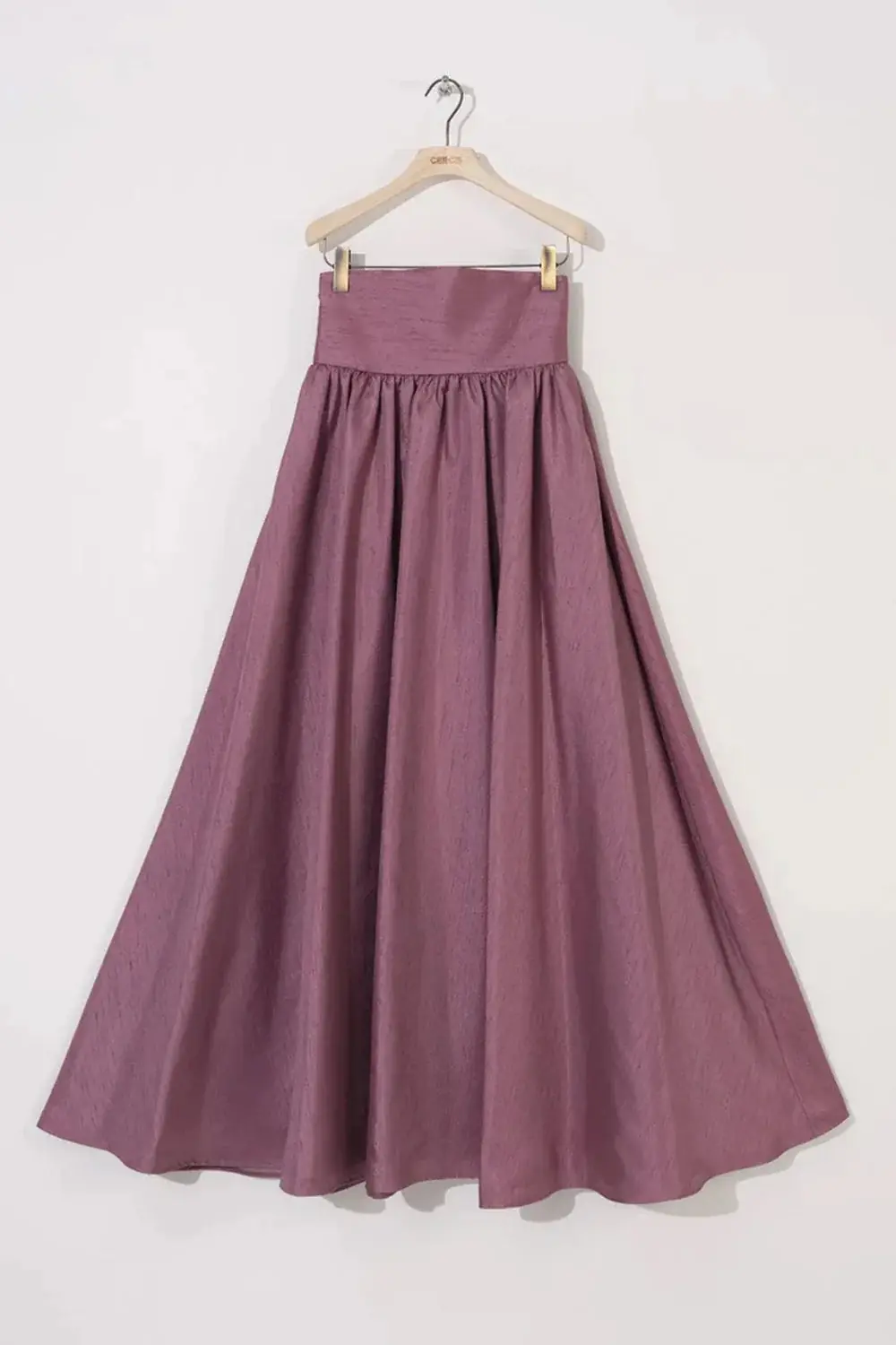 High-Waisted Corset-Panel Flared Skirt – Blackberry