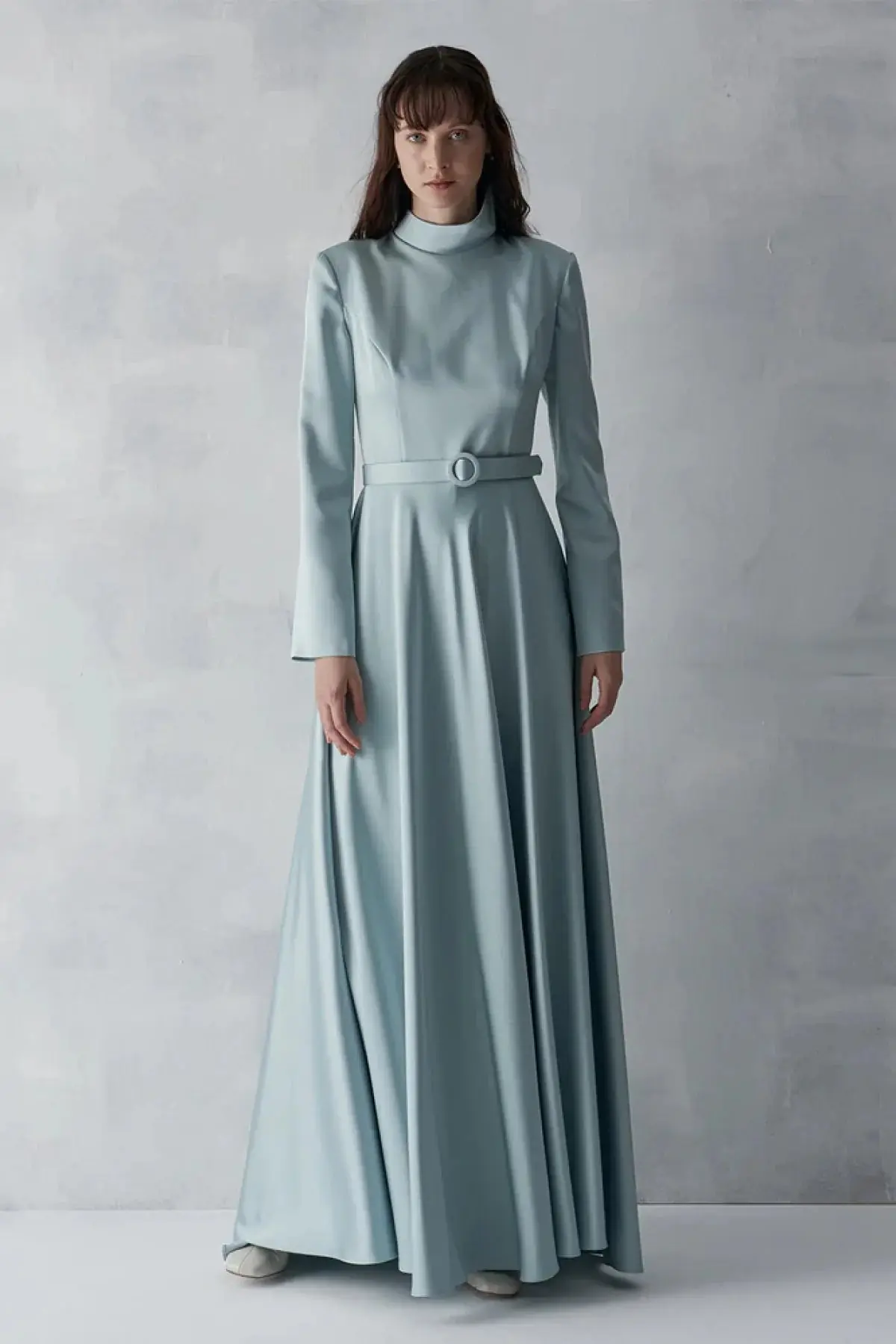 Satin Gown with Metallic Corset – Mint, photo 4