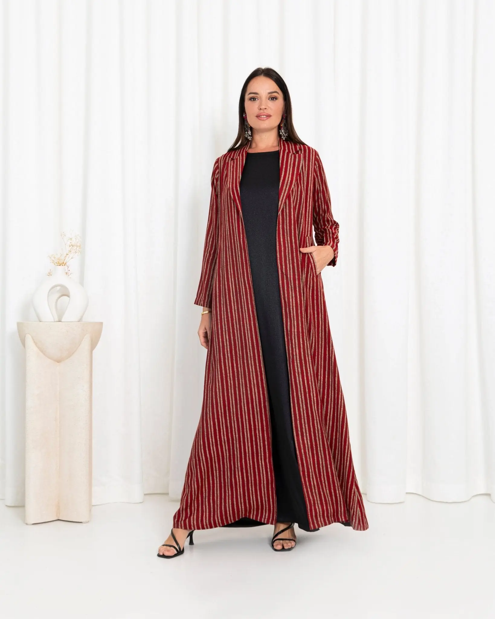 Maroon Stripe Jacket Abaya, photo 5