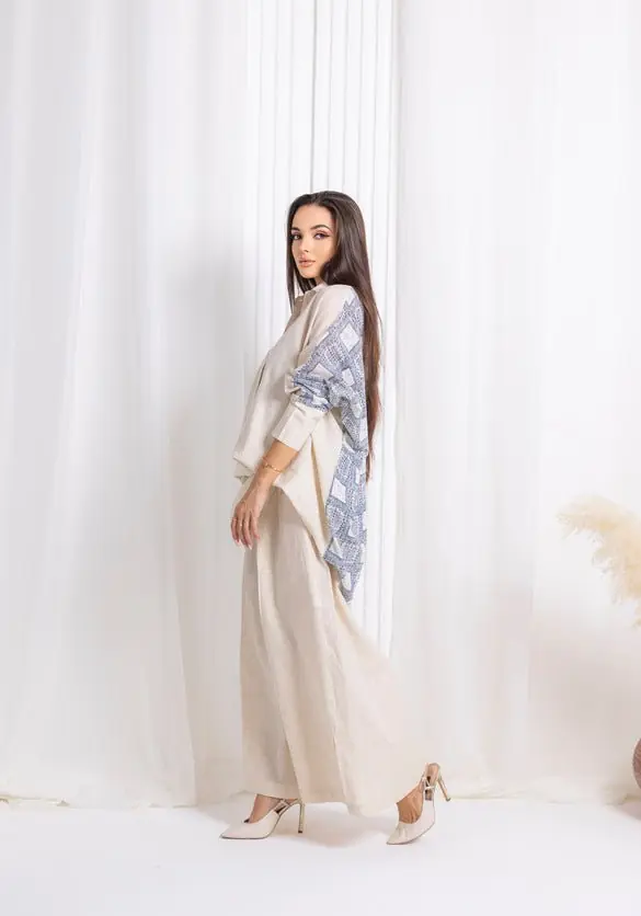 Blue Beige Linen Co-ord Set, photo 7