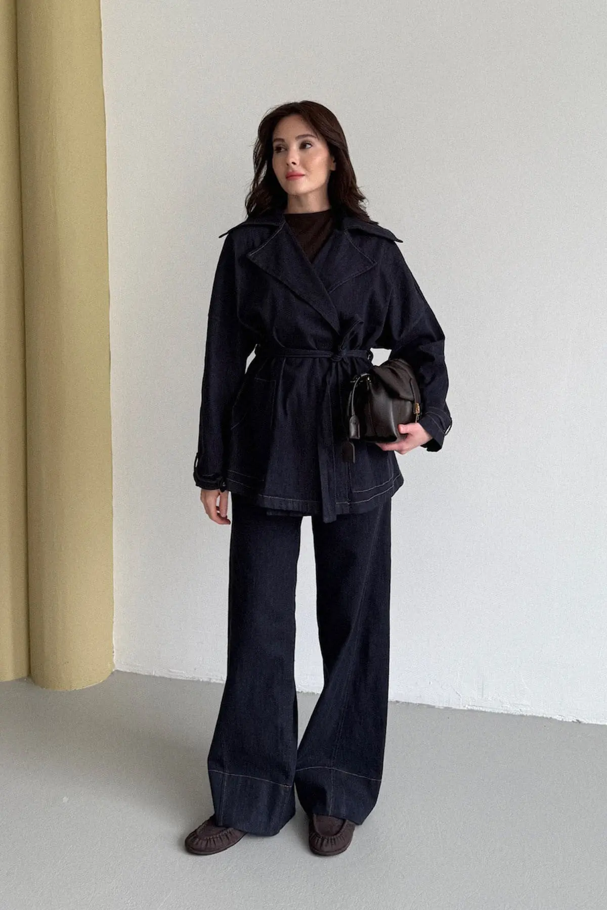 Yüksek Bel Geniş Paça Denim Pantolon, photo 4