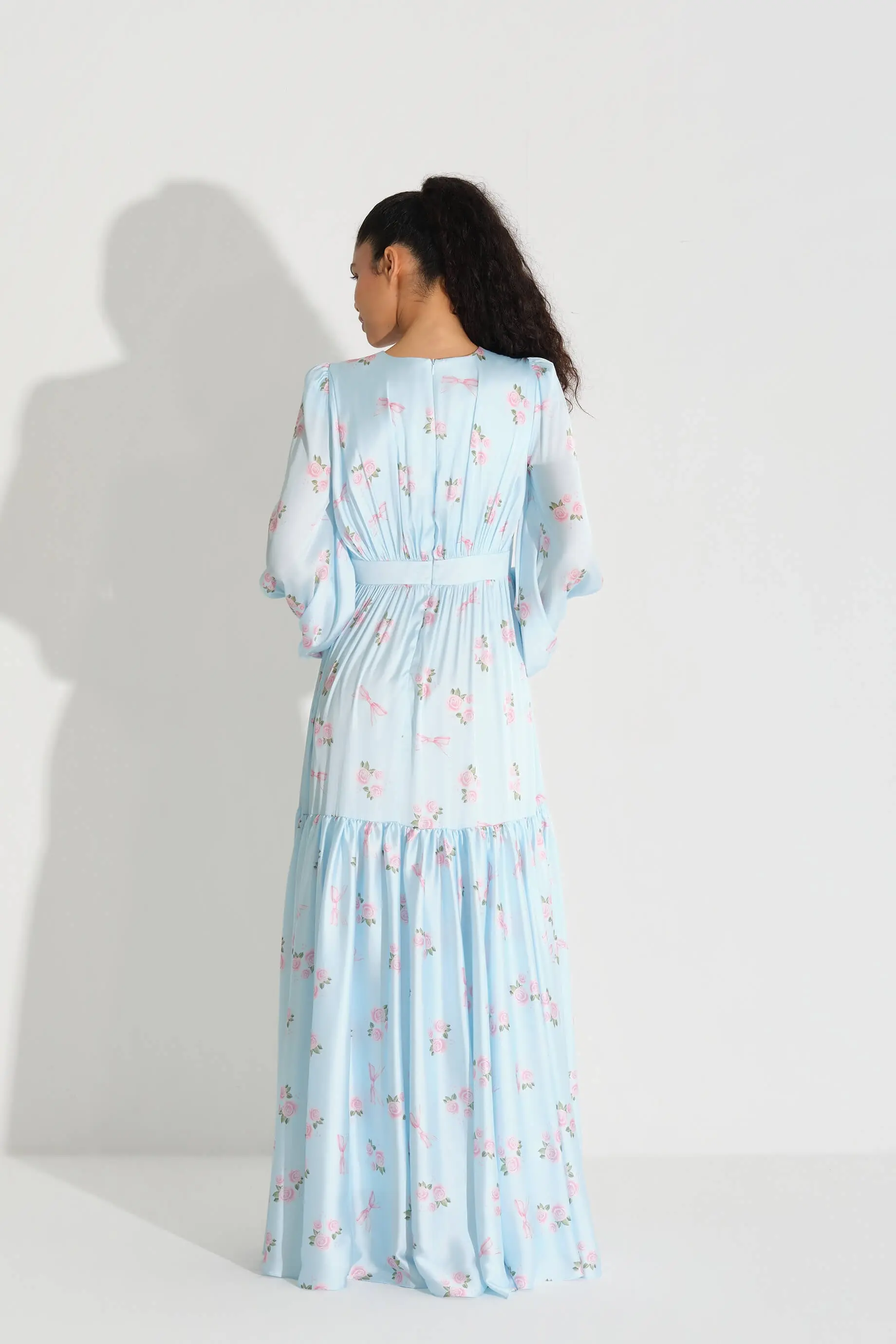 Corset-Inspired Satin Dress – Blue, photo 4