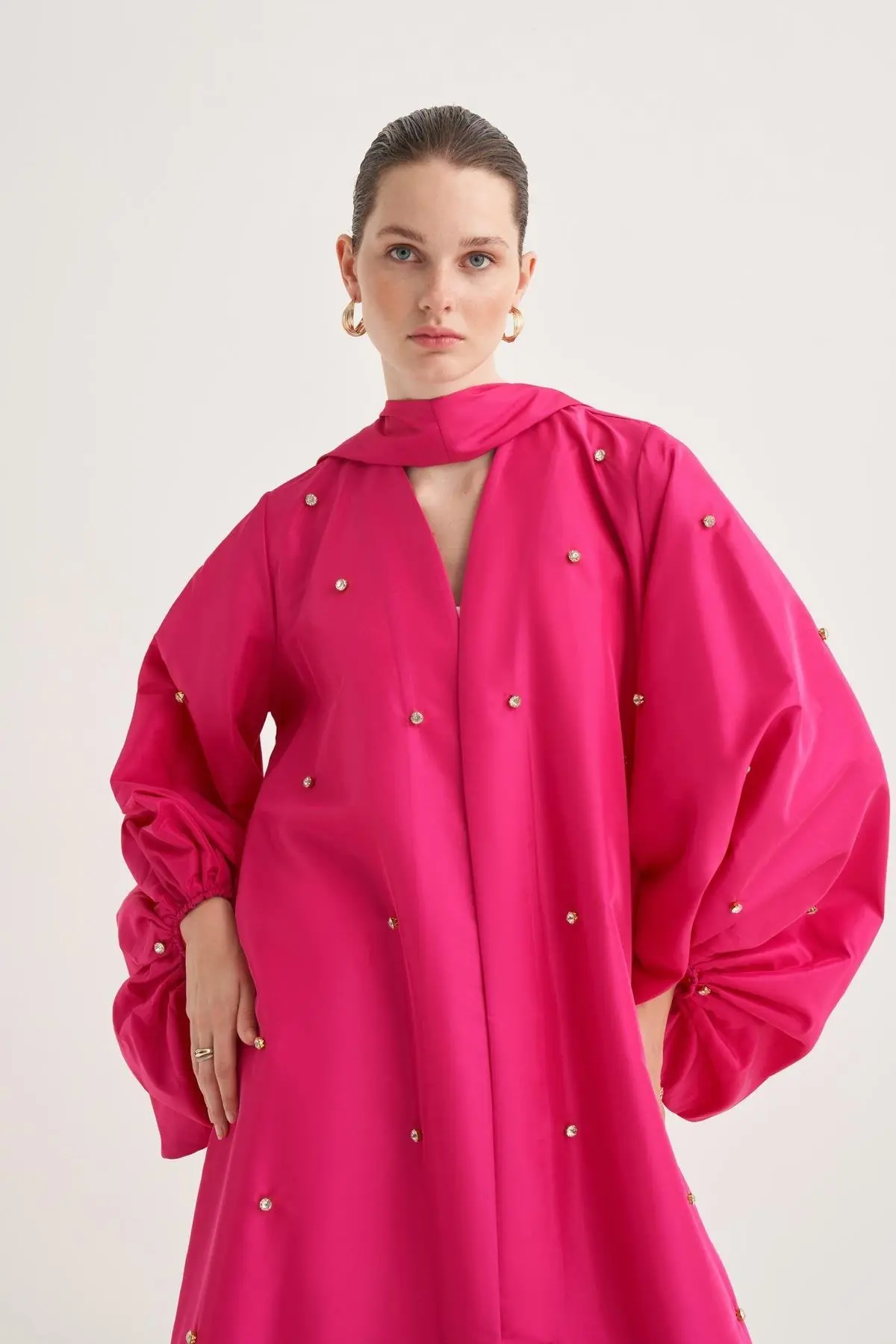 Ruby Taffeta Abaya – Fuchsia, photo 3
