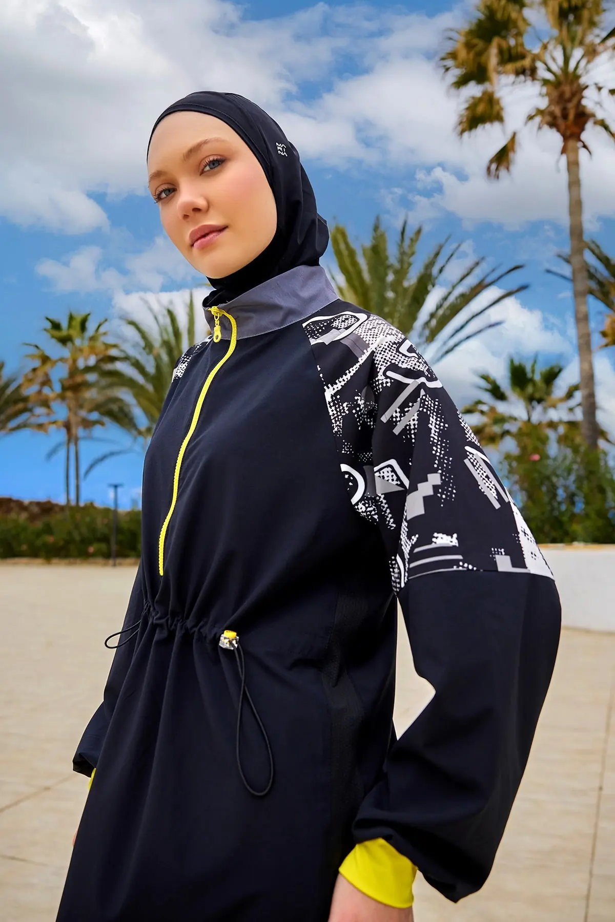 Black Full Coverage Modest Burkini with Sleeve Detail M2512, photo 5