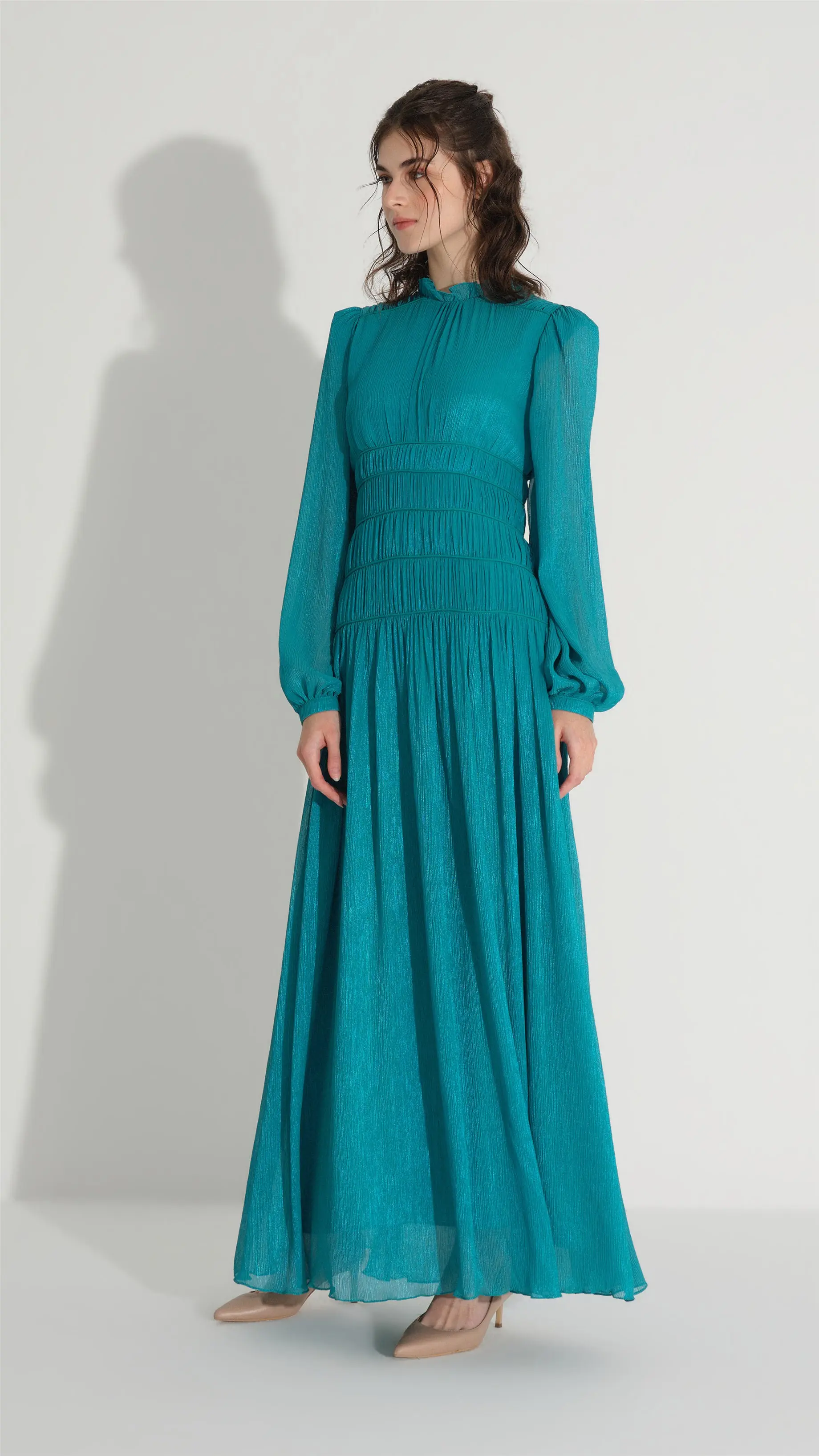 Piping Detail Glitter Dress – Green, photo 3