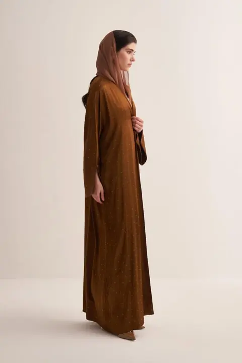 Stylish Golden Abaya & Matching Scarf Set, photo 2