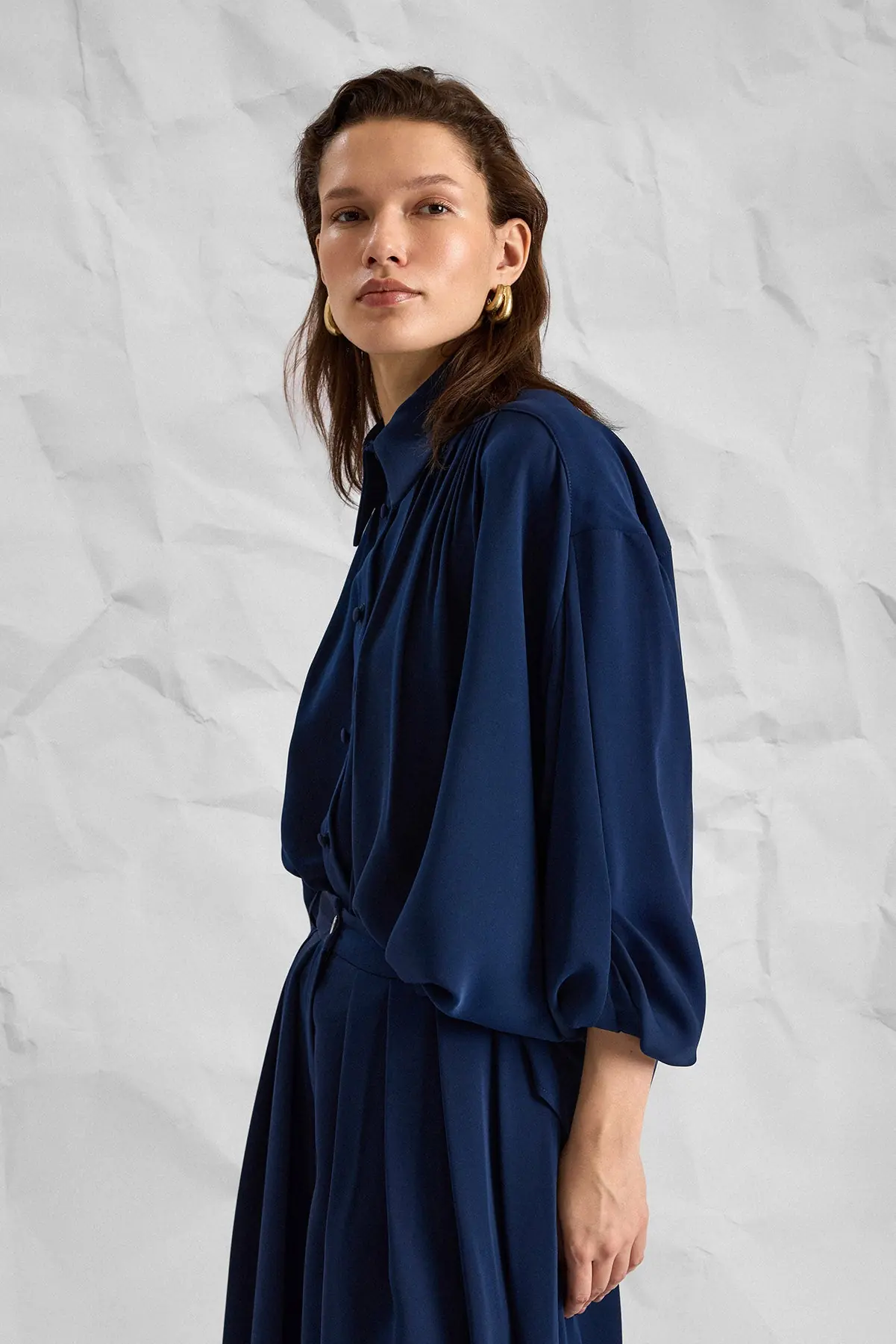 Majesté Atelier No. 10 Relaxed Shirt & Wide-Leg Trouser Set - Navy, photo 5