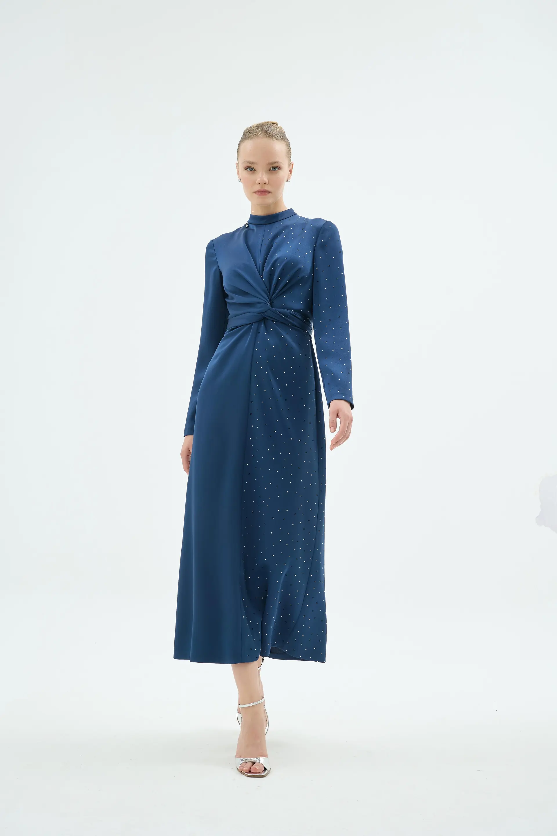 Umberto Crystal Dress – Navy