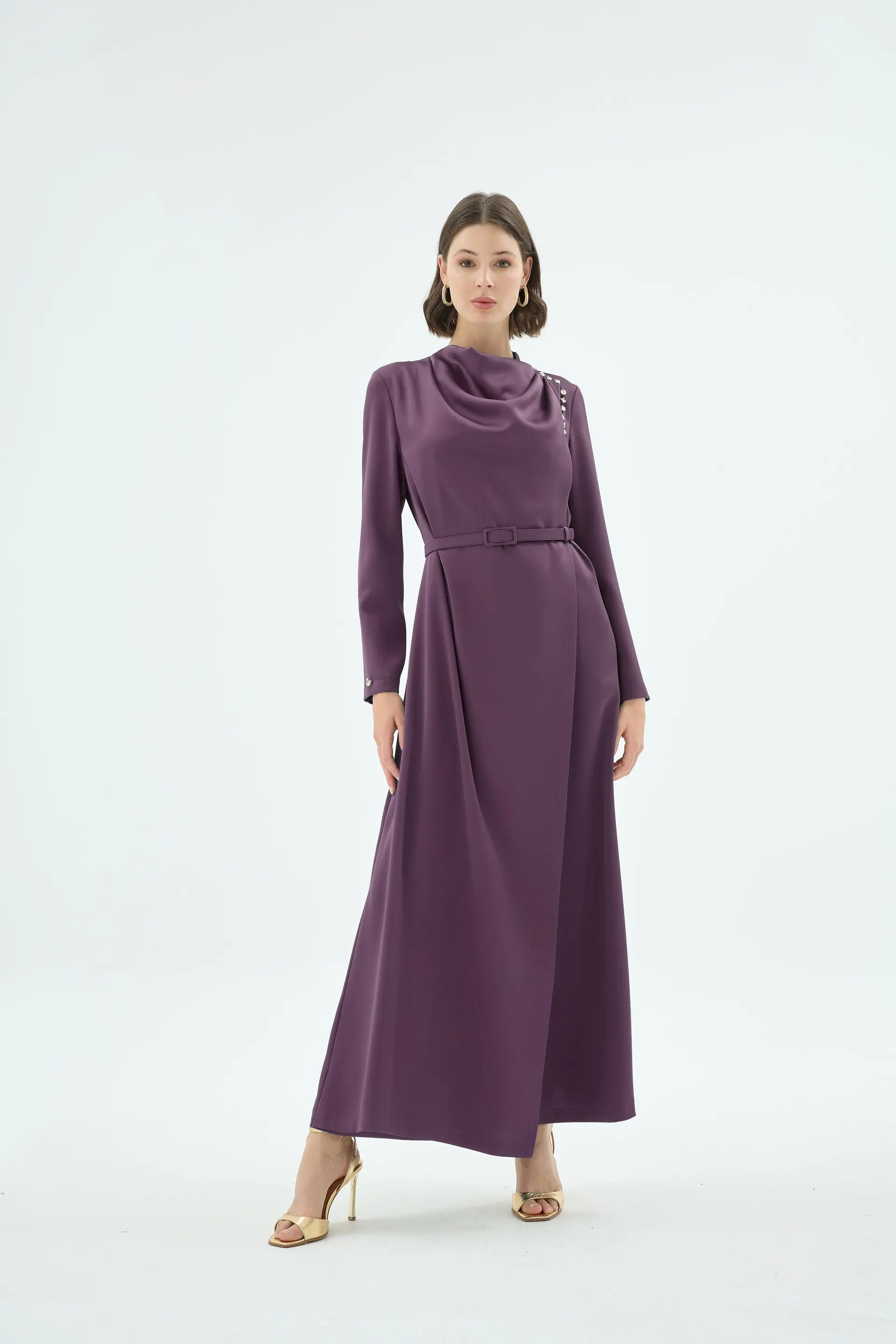 Natali Draped Dress – Plum