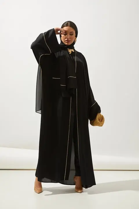 Gold Line Abaya - Black, photo 2