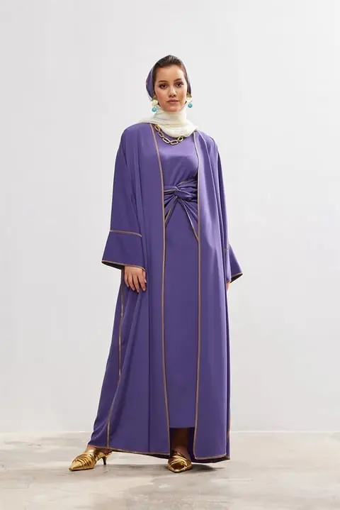 New Line Abaya Dress Set - Lavender