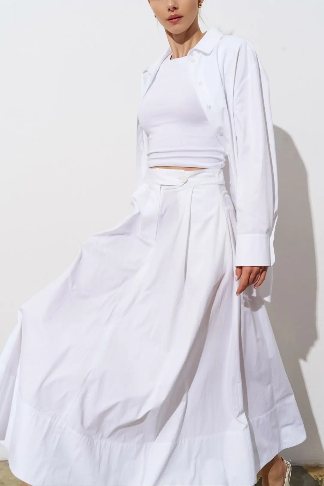 Maren Poplin Maxi Skirt - White