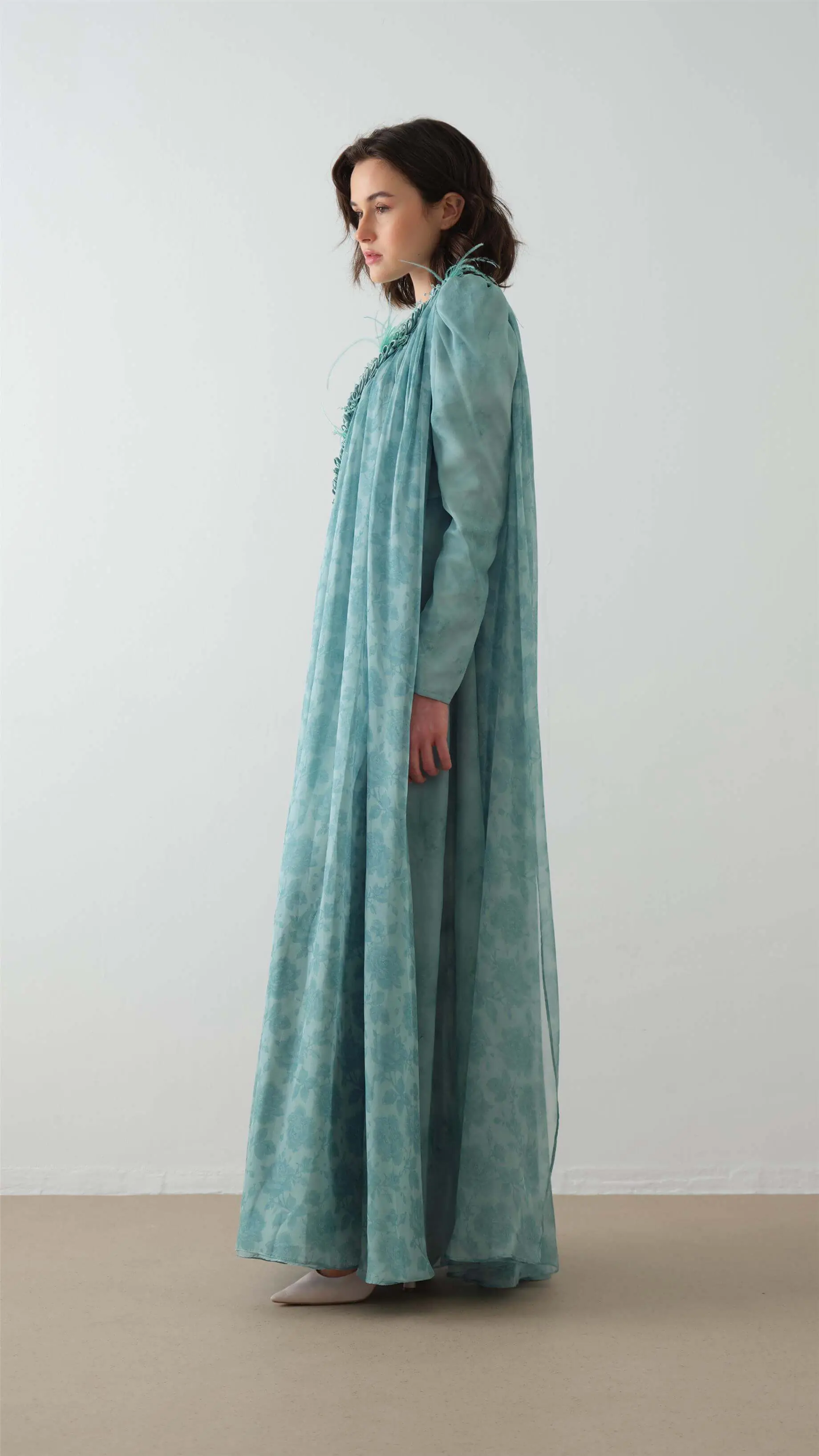 Lace-Detailed Cape Maxi Dress – Green, photo 5