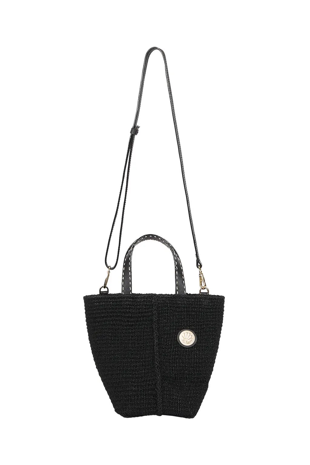 Abaca Woven Mini Tote Bag - Black