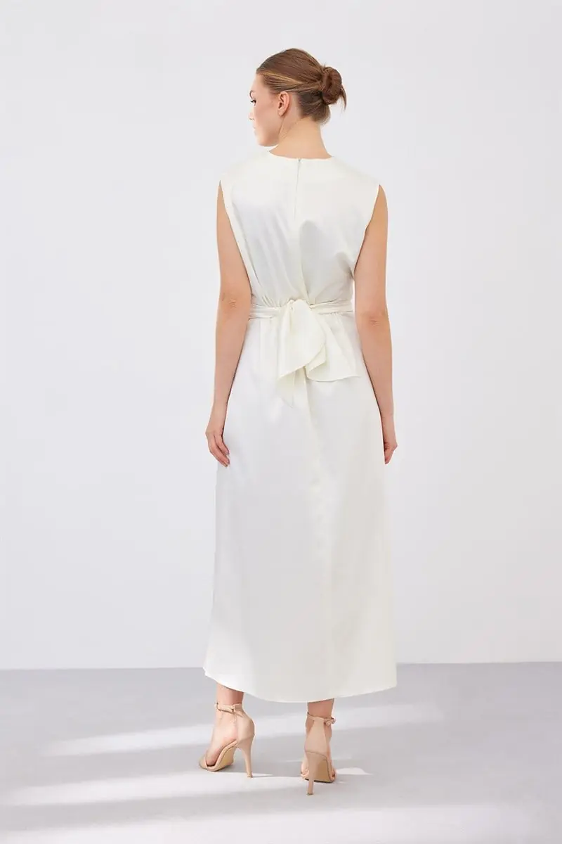 Satin dress - Cream, photo 3