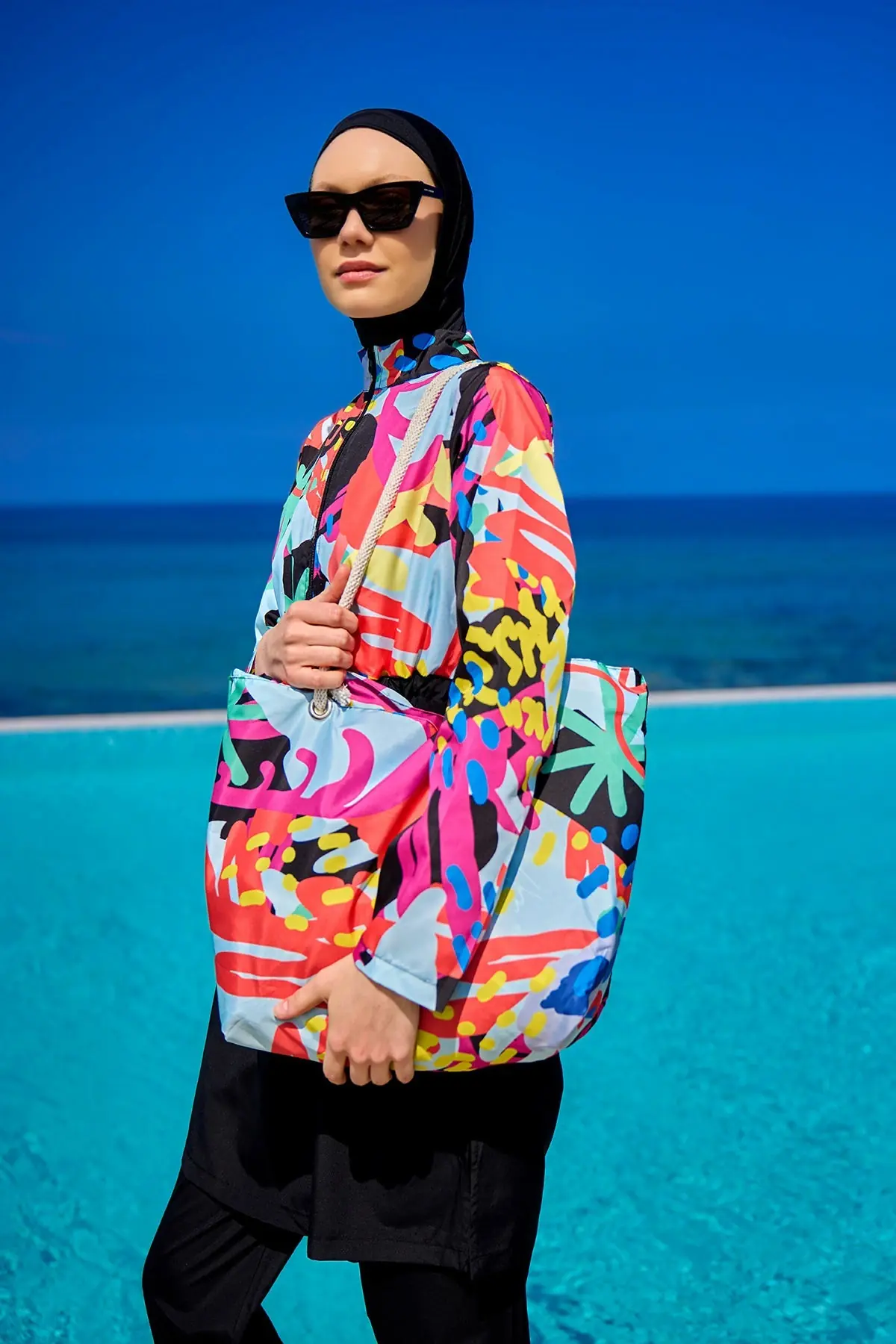Rivamera Full-Coverage Modest Swimsuit - Black, photo 4