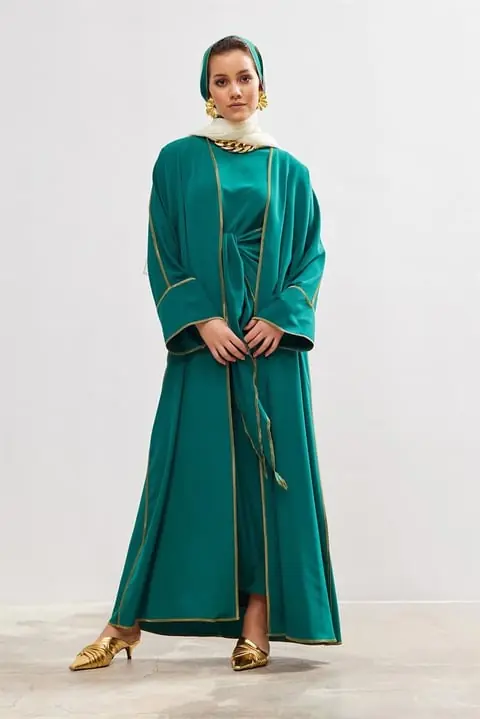 New Line Abaya Dress Set - Green, photo 2