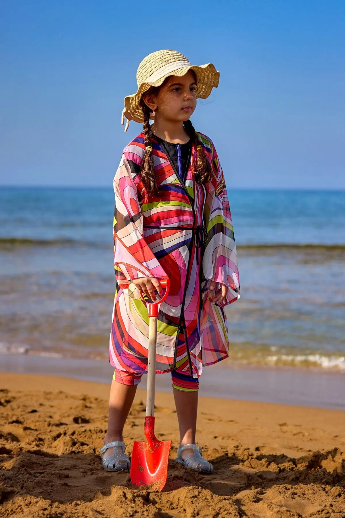 Marina Kids Beach Cover Up Lightweight Kimono - Colorful, photo 2