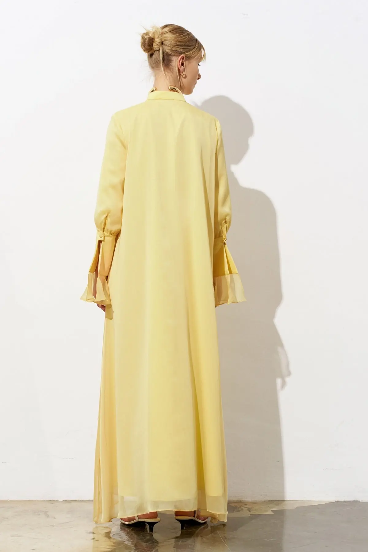 Bloom Ruffle Detail Chiffon Maxi Dress - Yellow, photo 4