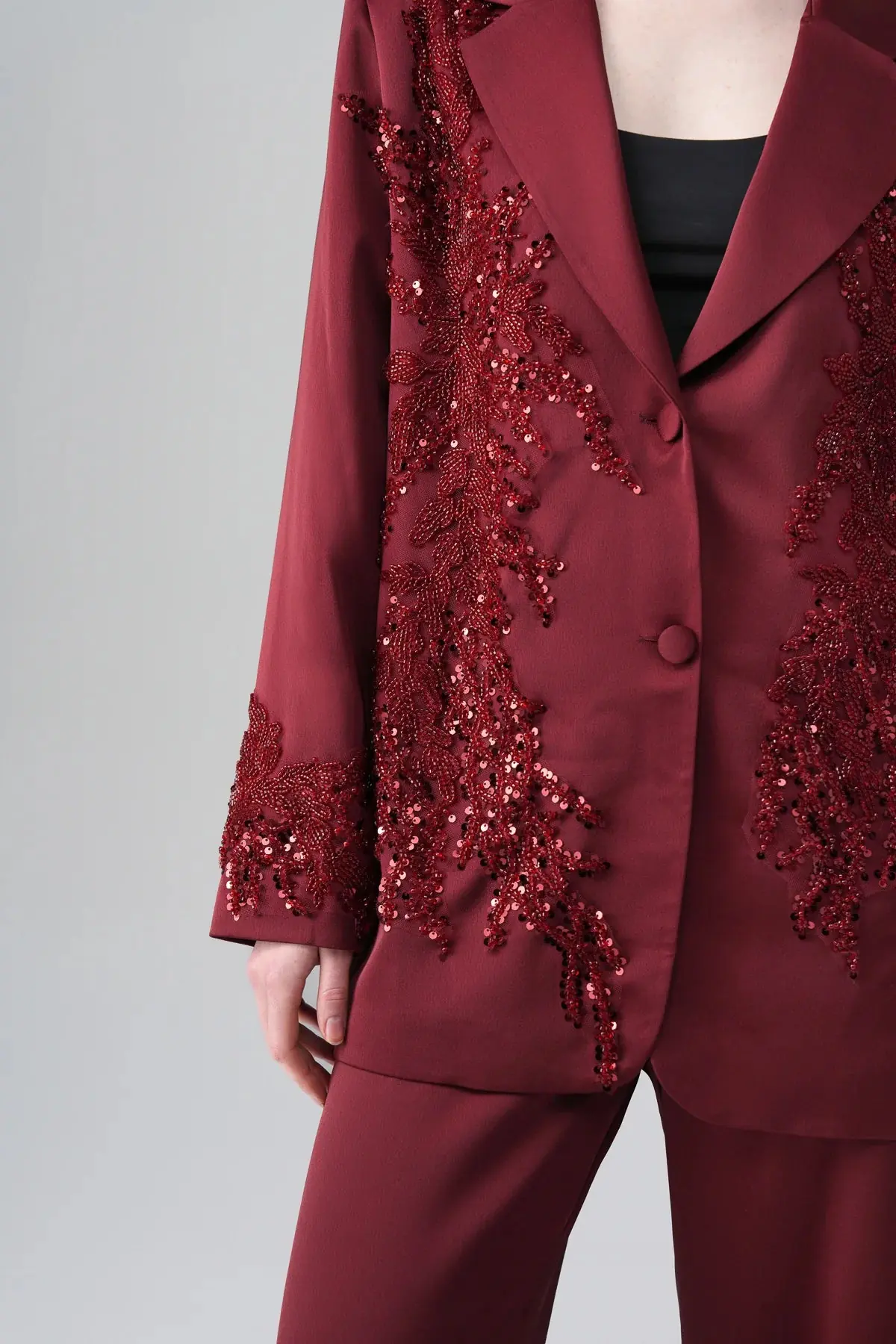 Valessa Embellished Suit – Bordeaux, photo 4