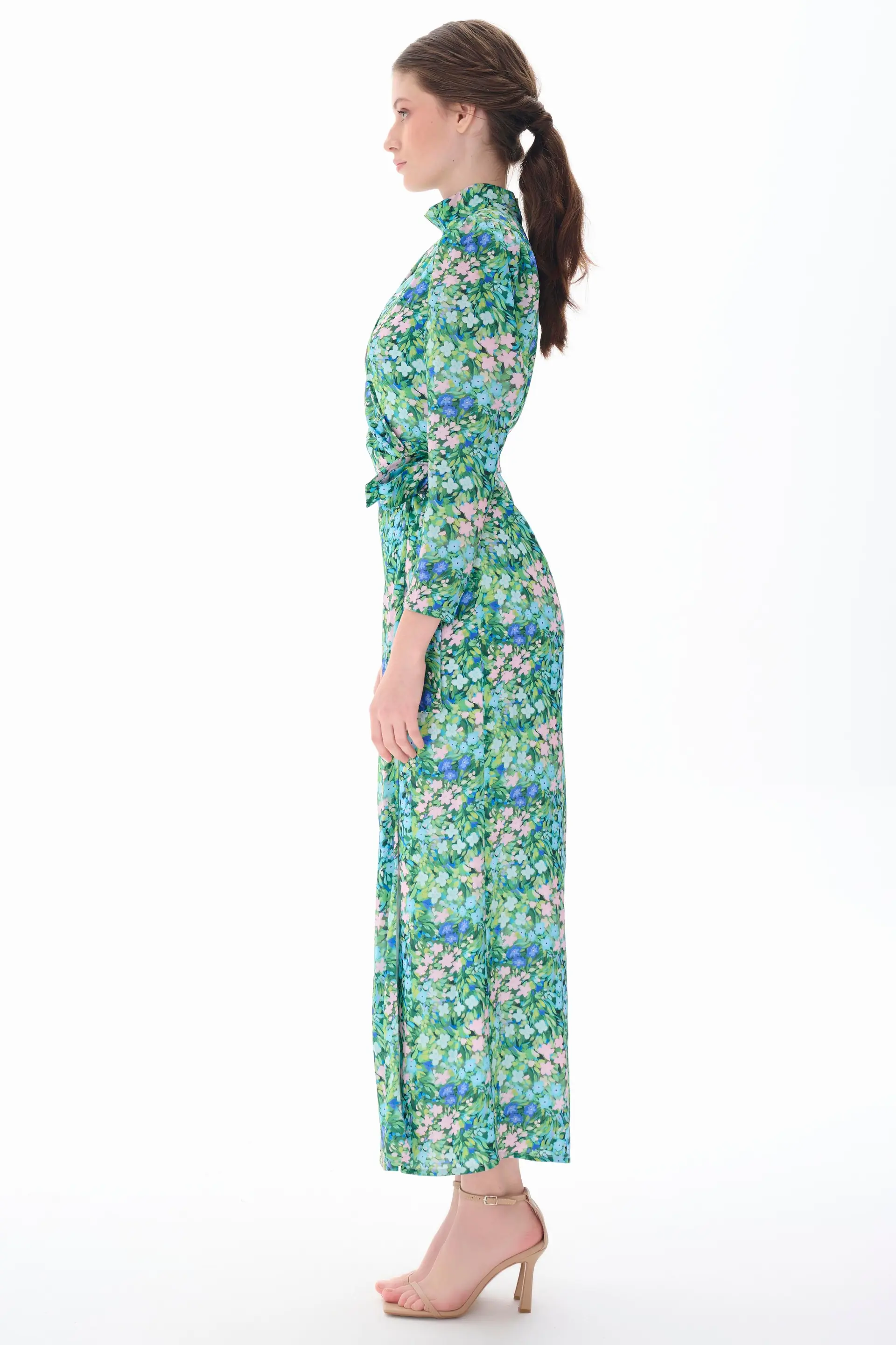 Floral Wrap Tie-Waist Dress – Green, photo 2