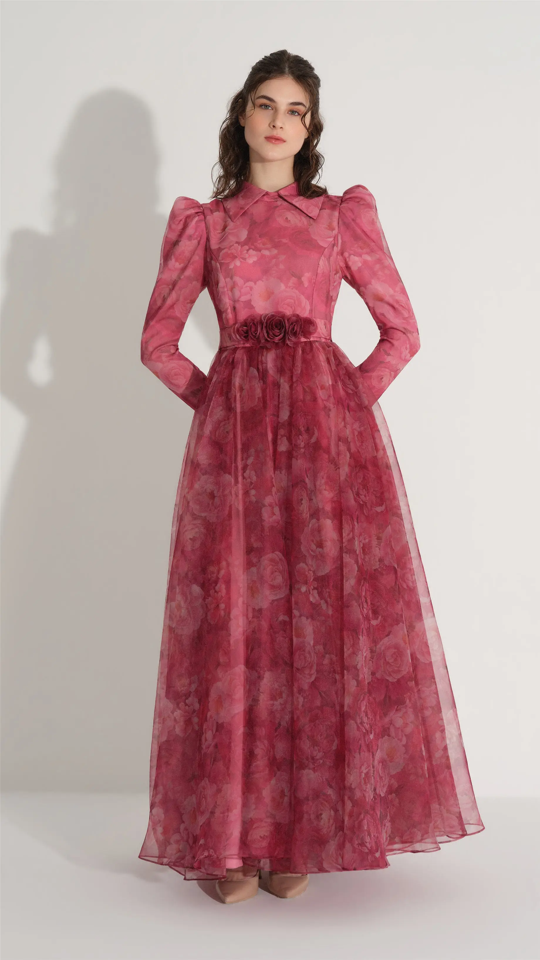 Belted Organza Dress – Fuchsia