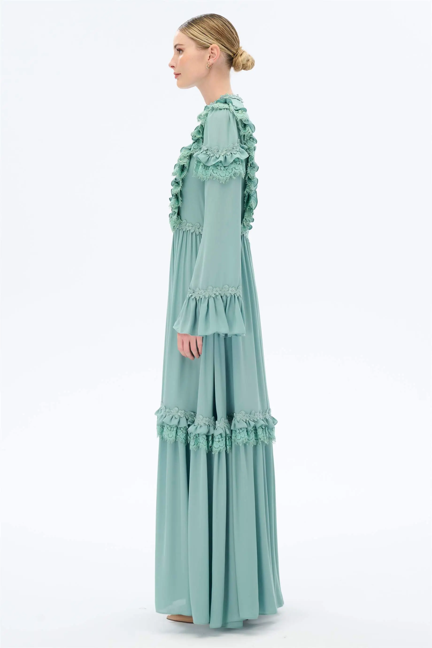 DANTELLİ ZARİF ELBİSE Mint, photo 3