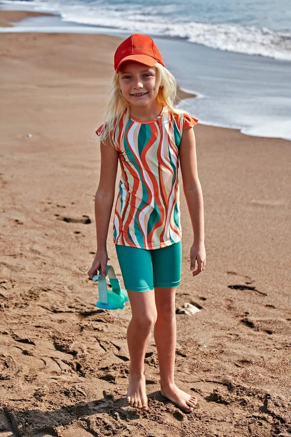 Marina Girls Modest Swimsuit - Orange/Green - K2406, photo 2