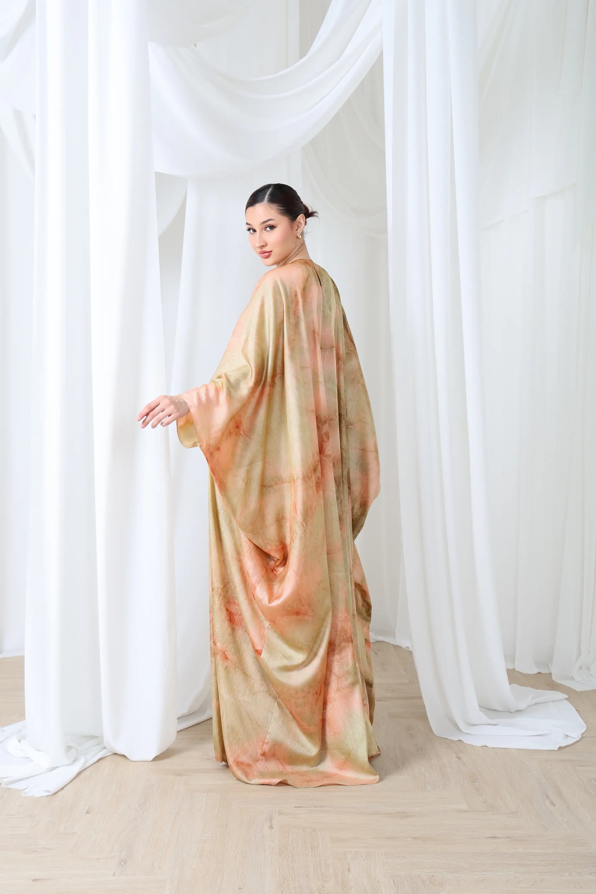 Desert Rose Satin Tie-Dye Kaftan Set, photo 4