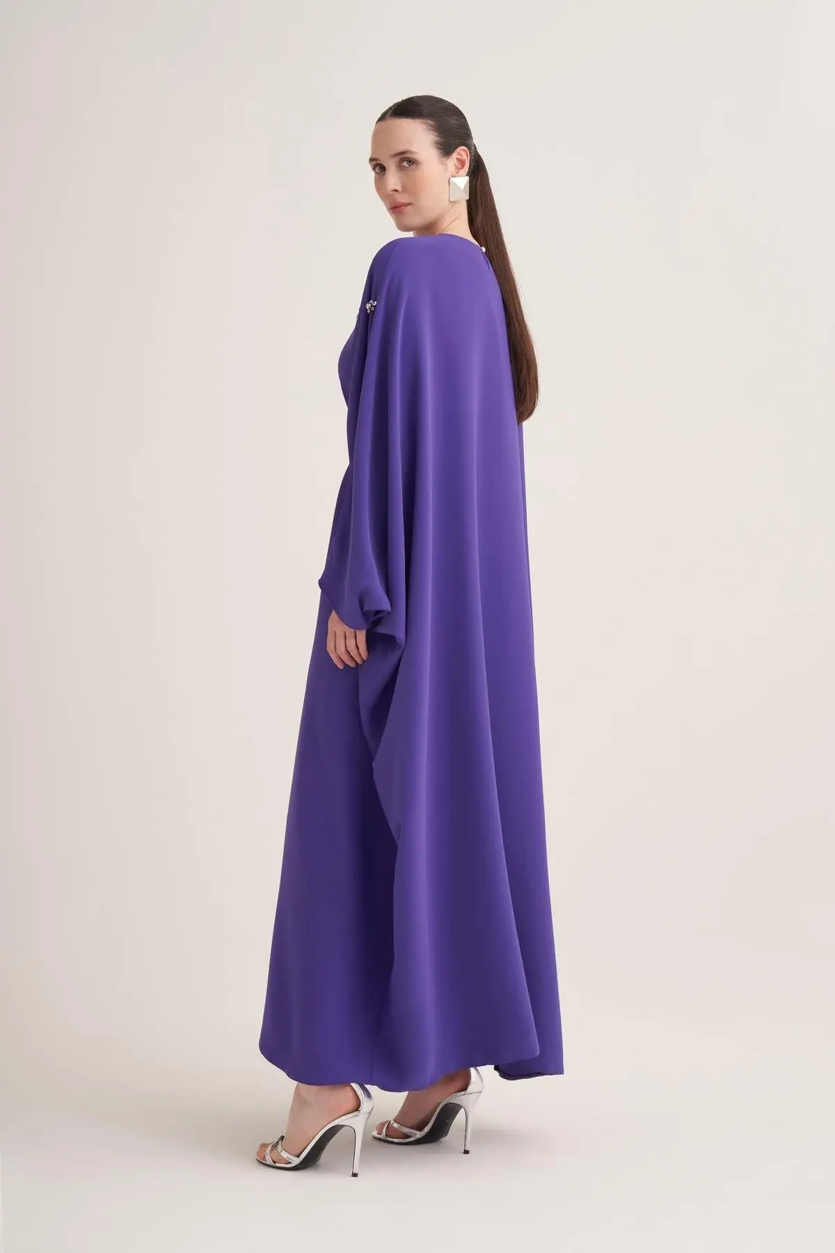 Selena Embellished Belted Evening Kaftan – Purple, photo 4