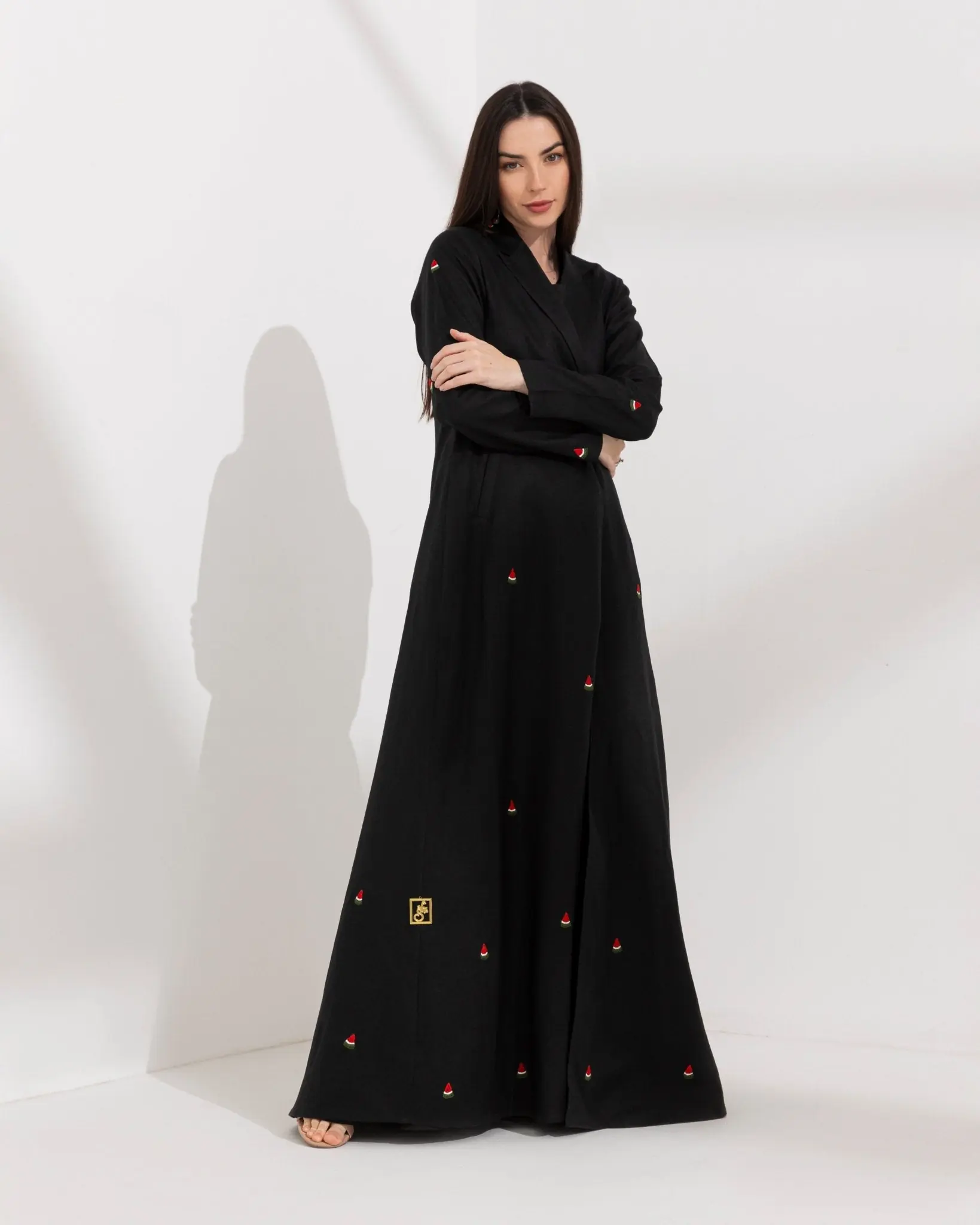 Watermelon Linen Abaya Black