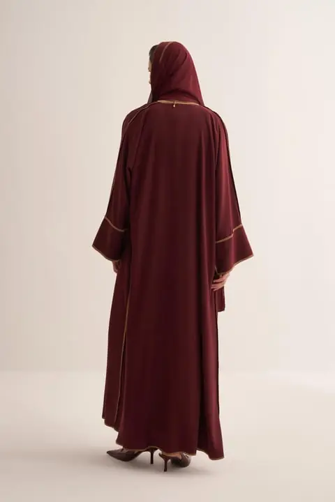 Line Abaya Dress Set - Burgundy, photo 5