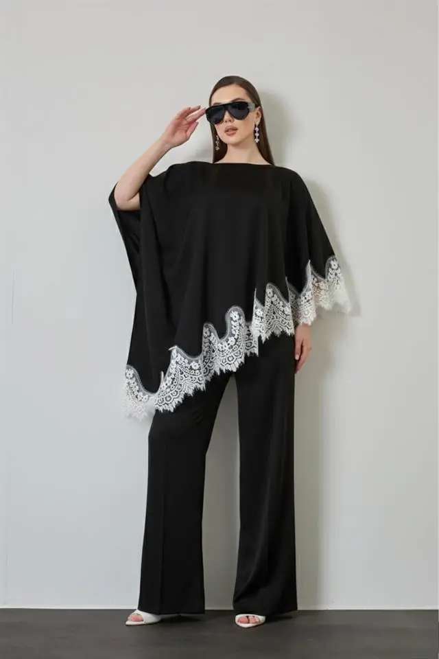 Cloak Cape Satin & Lace Set - Black, photo 2