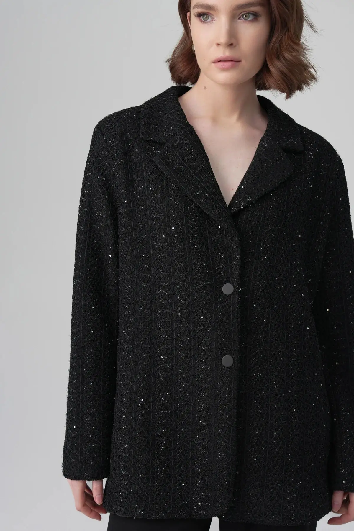 Vera Structured Tweed Blazer – Black, photo 2