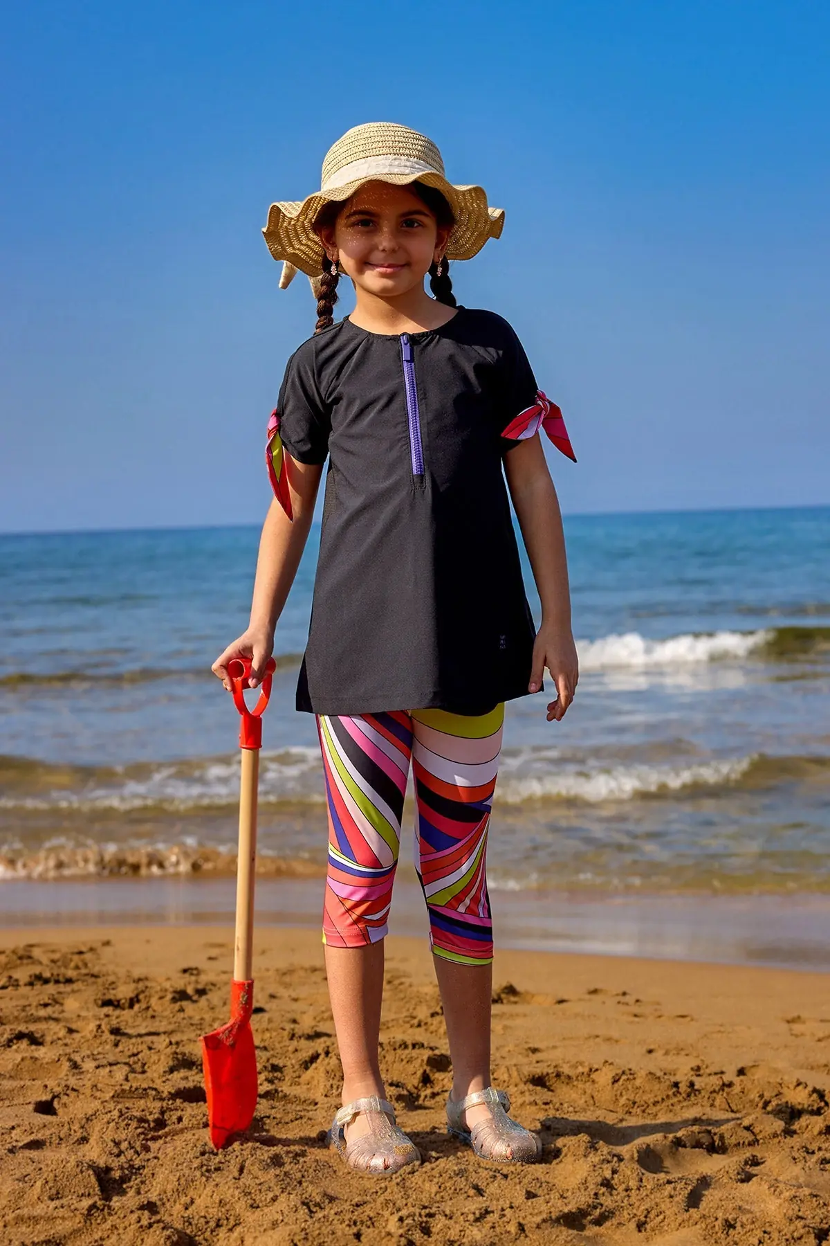 Marina Kids Modest Swimsuit – Black Rainbow, photo 4