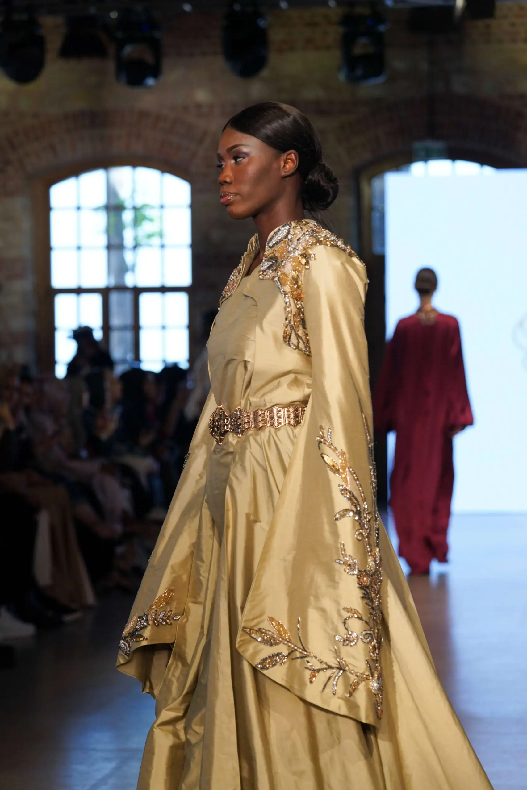 Golden Shadow Balcanian Embellished Satin Gown – Gold, photo 3
