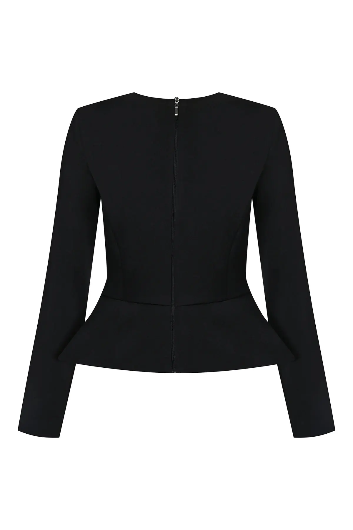 Crepe Blouse Peplum Detail - Black, photo 2