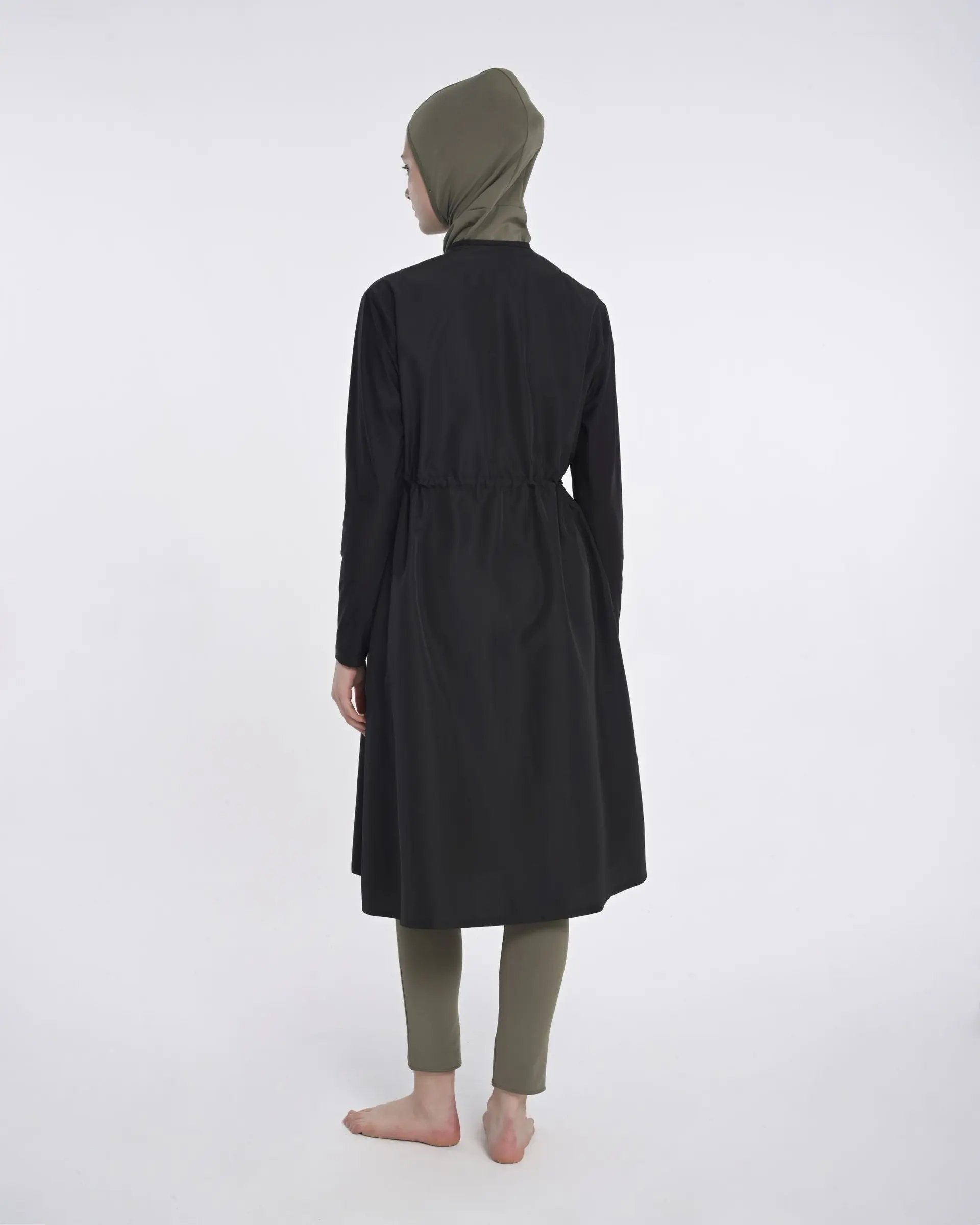 Belden Büzme Detaylı Paraşüt Kumaşlı Uzun Mayo Üstü, photo 4