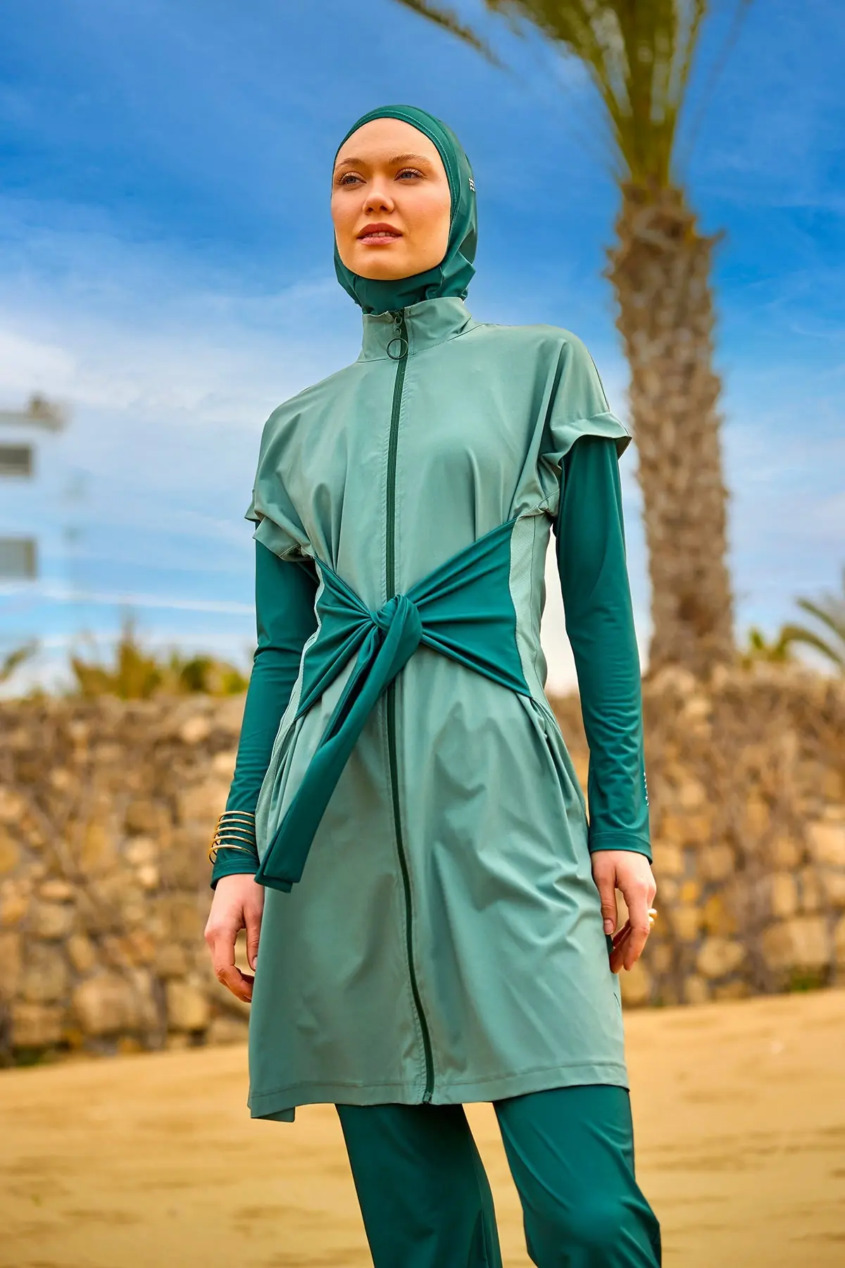 Modest Burkini Set Full Coverage Swimwear - Olive