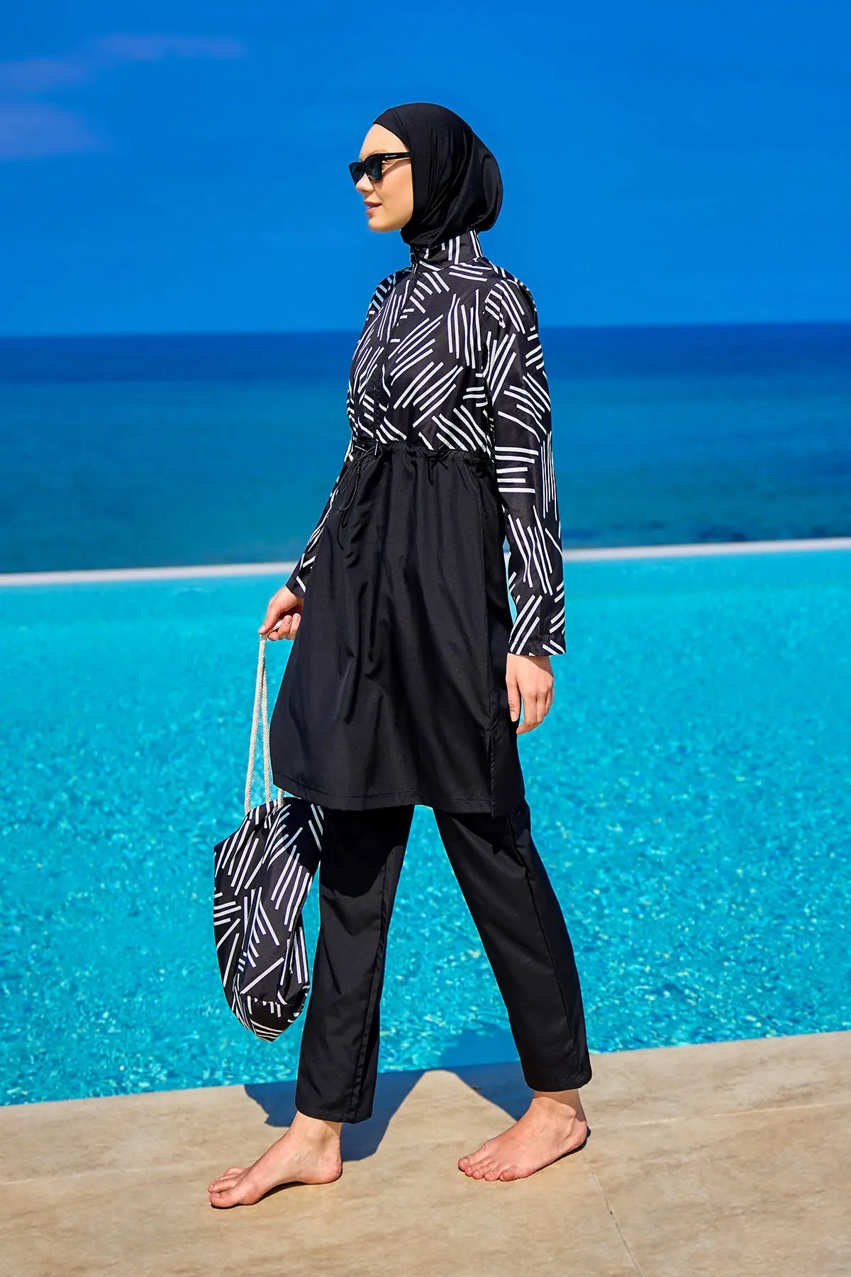 Black Full Coverage Modest Swimwear Set for Women R2509, photo 3