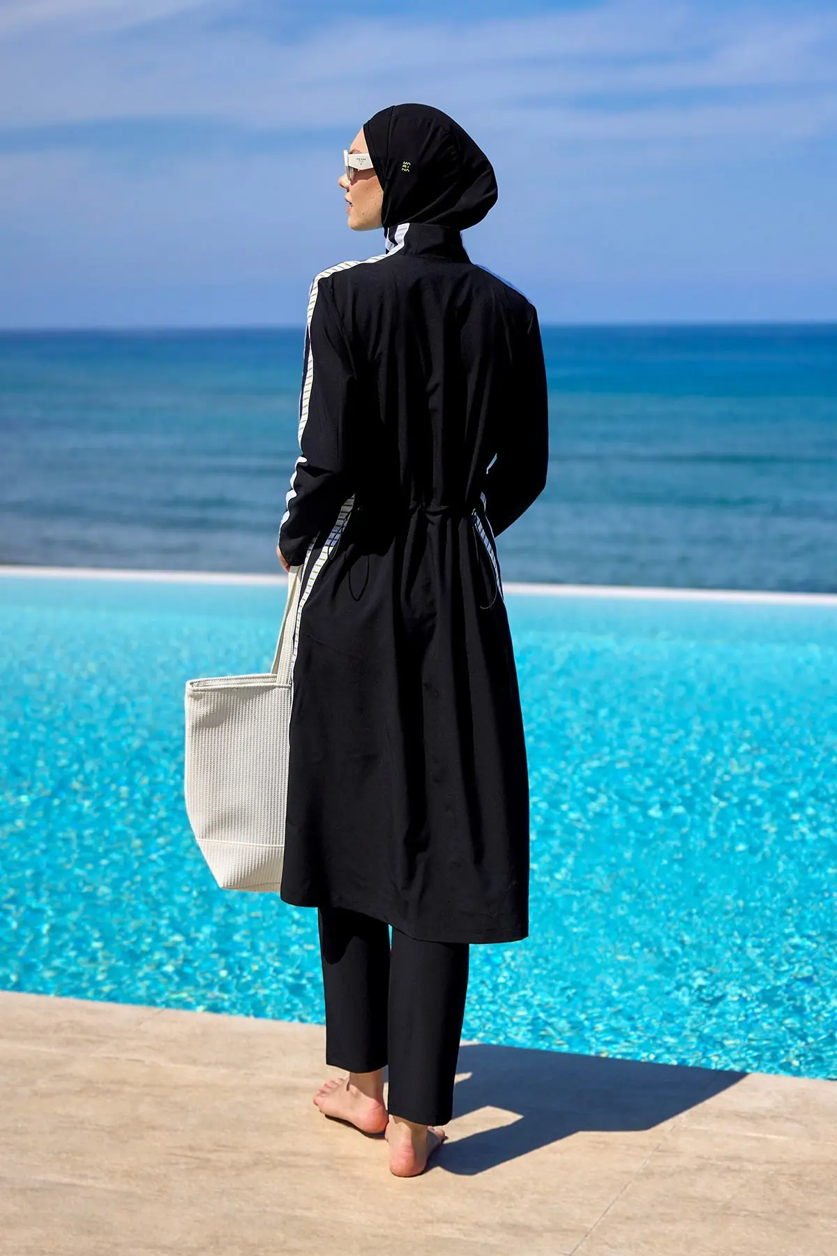 Marina Full Coverage Modest Swimsuit - Black, photo 5