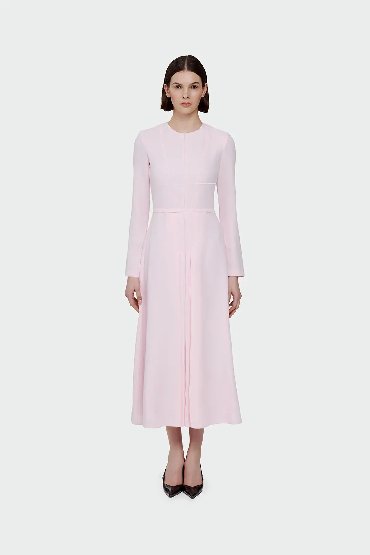 Pleated Belted Maxi Dress – Pink