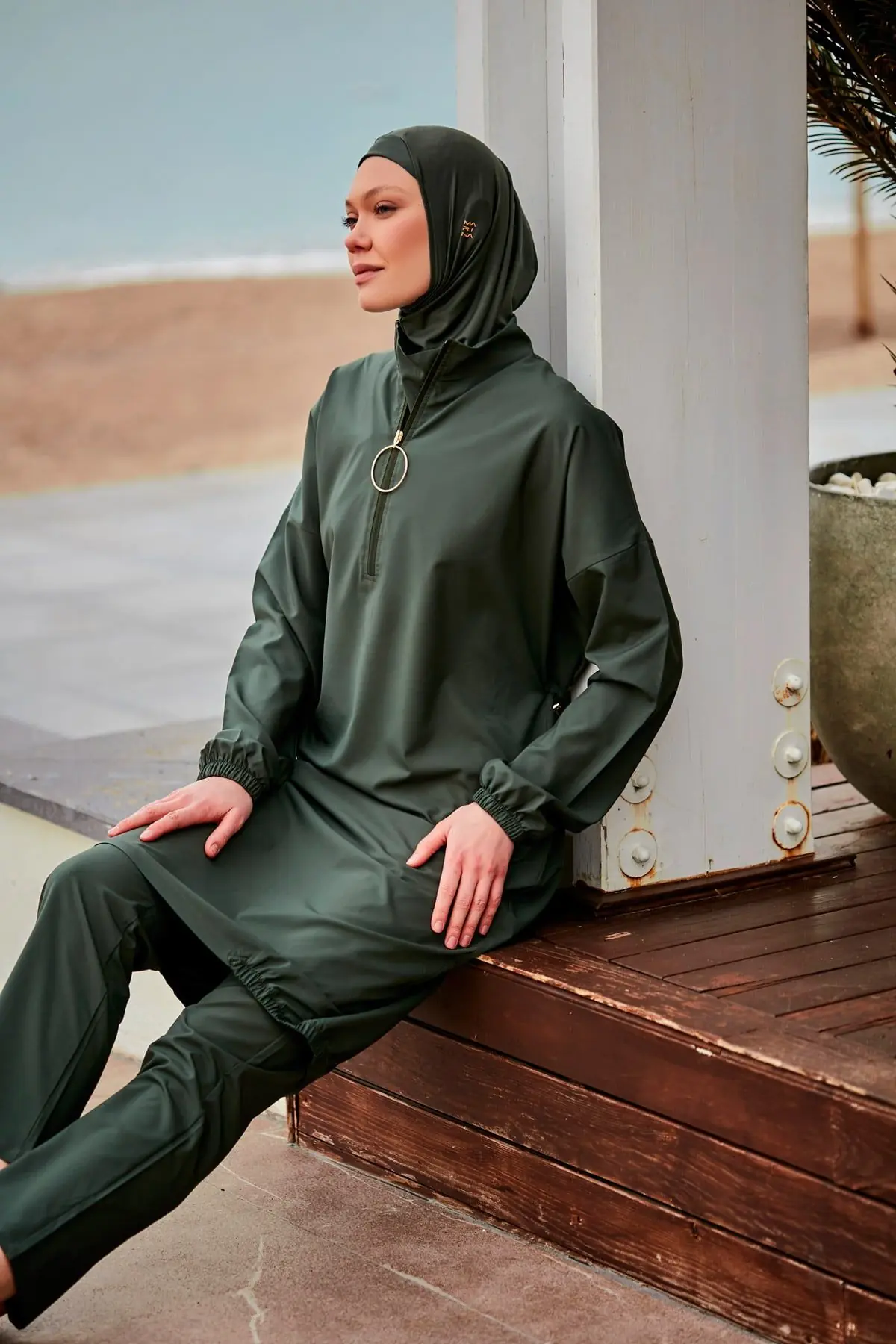 Woven Khaki Burkini Modest Swimwear M2406, photo 4