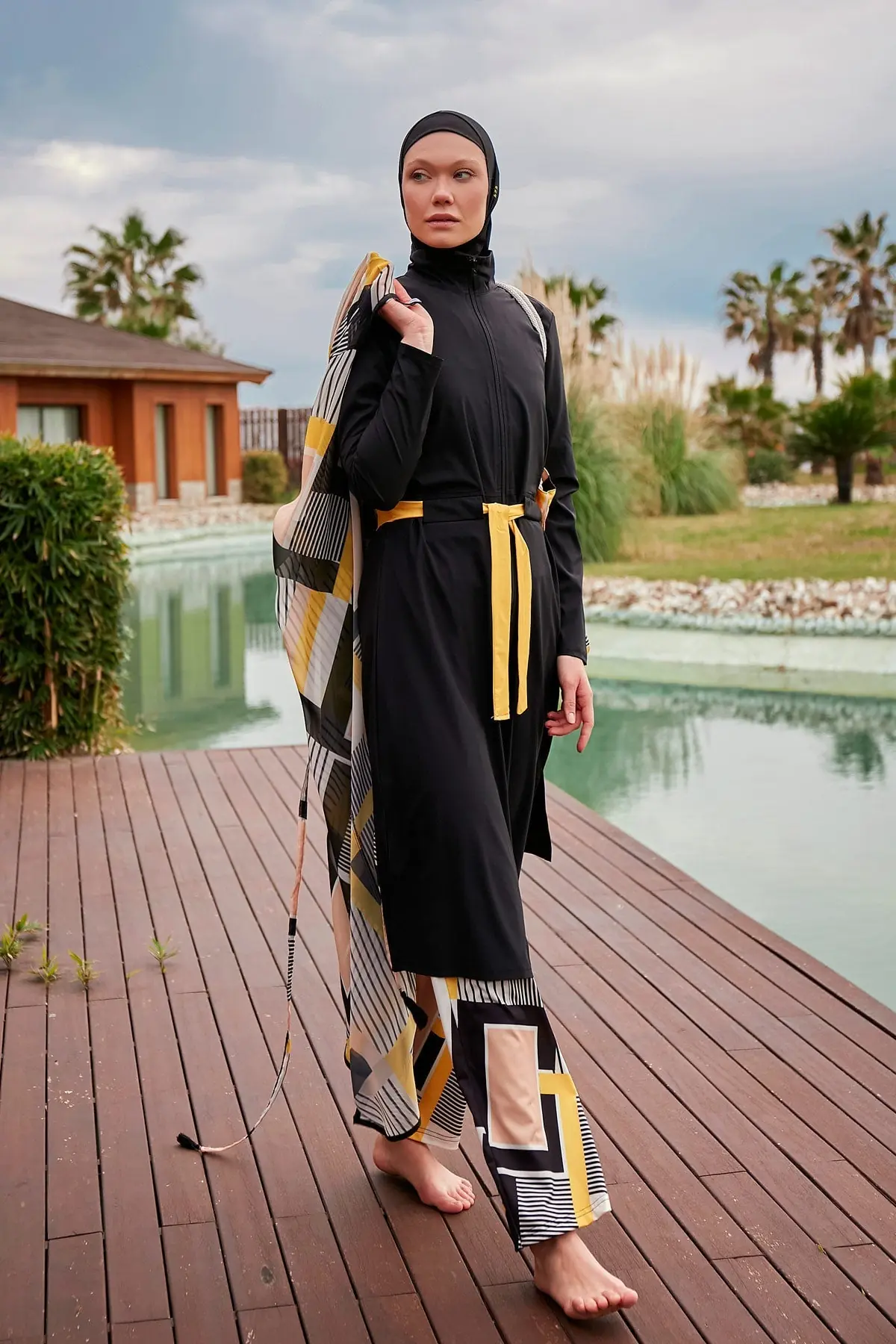 Woven Black Burkini Modest Swimwear M2422, photo 5