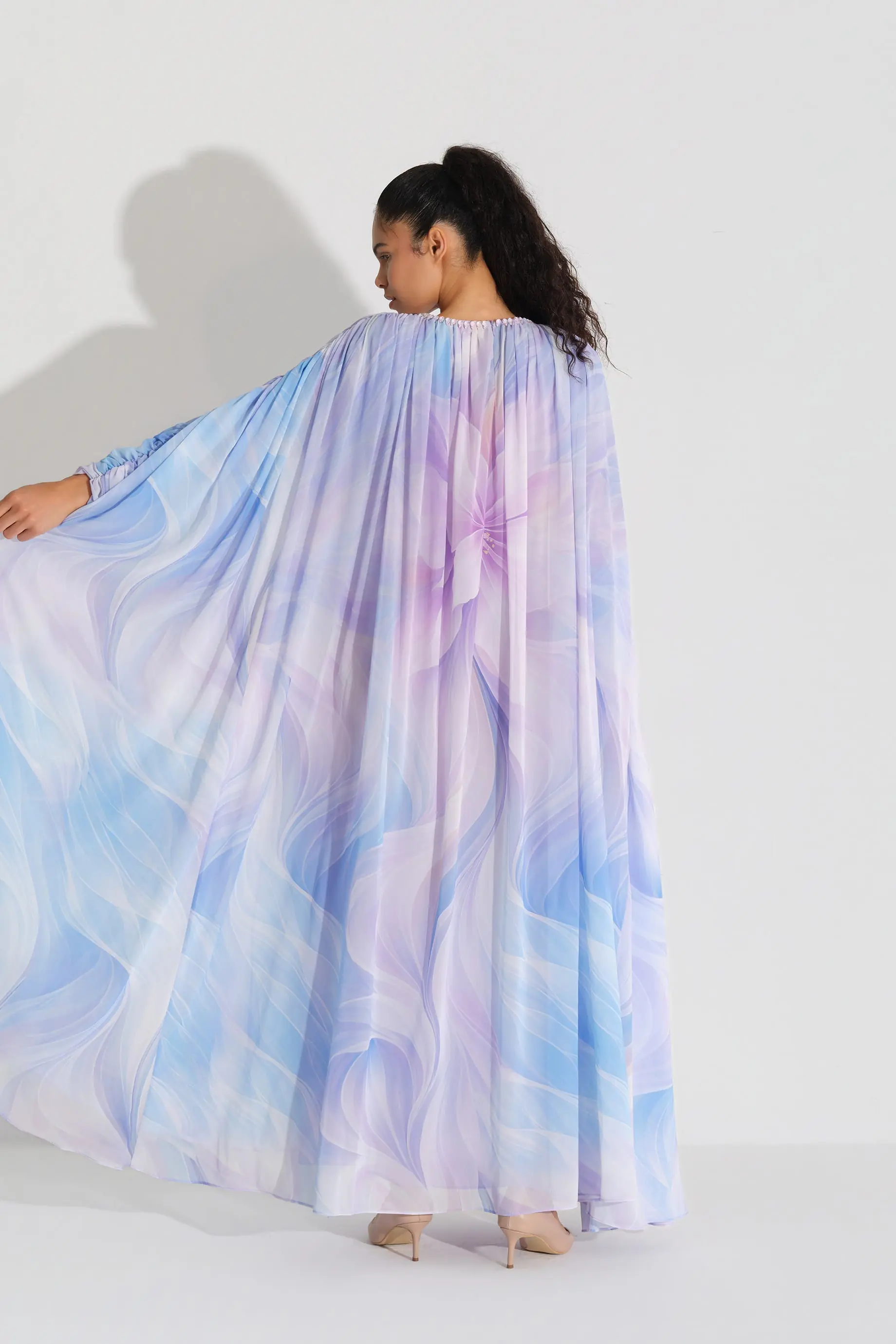 Panel Floral Print Chiffon Dress – Lilac, photo 4