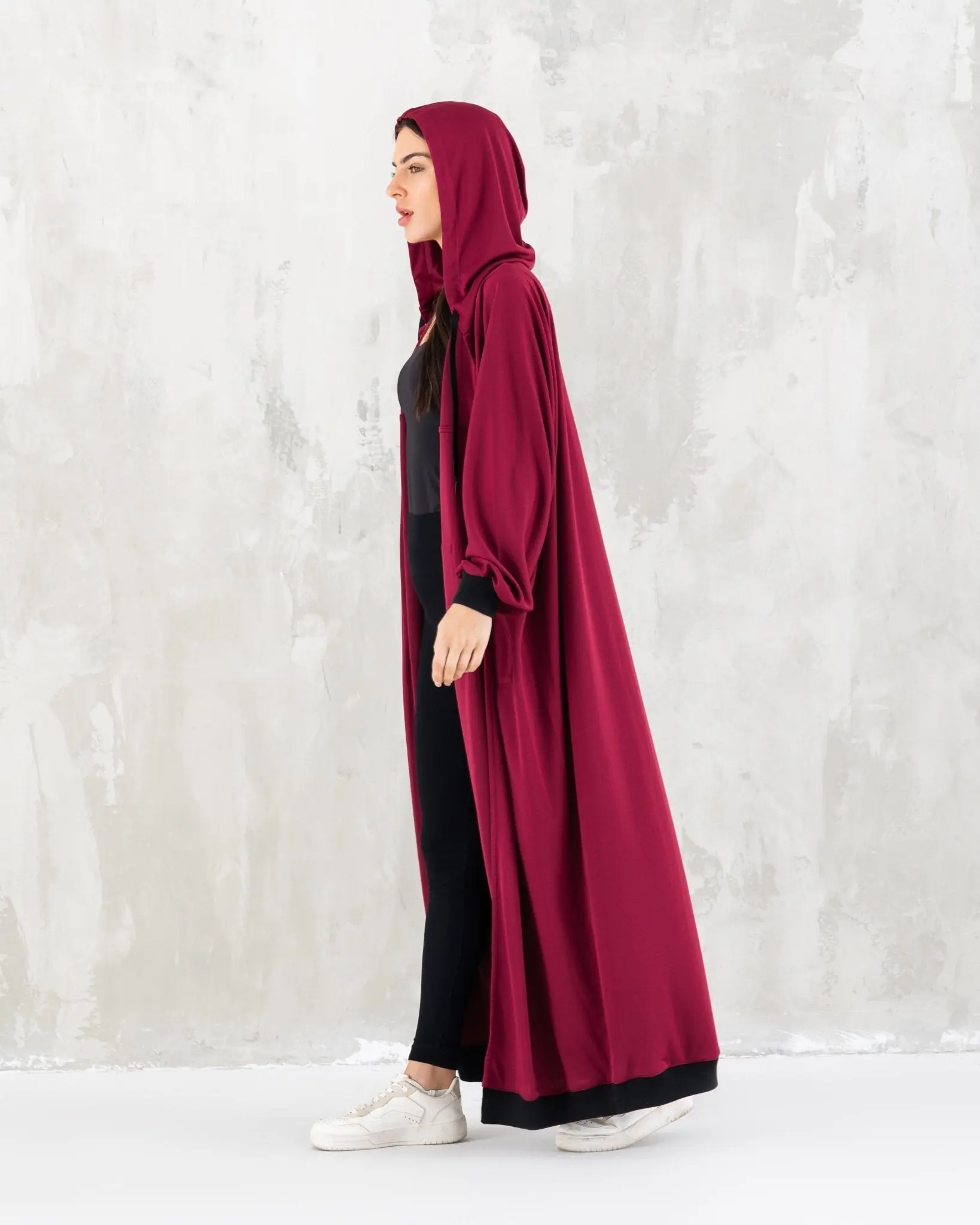 Maroon Hoodie Sporty Abaya, photo 2