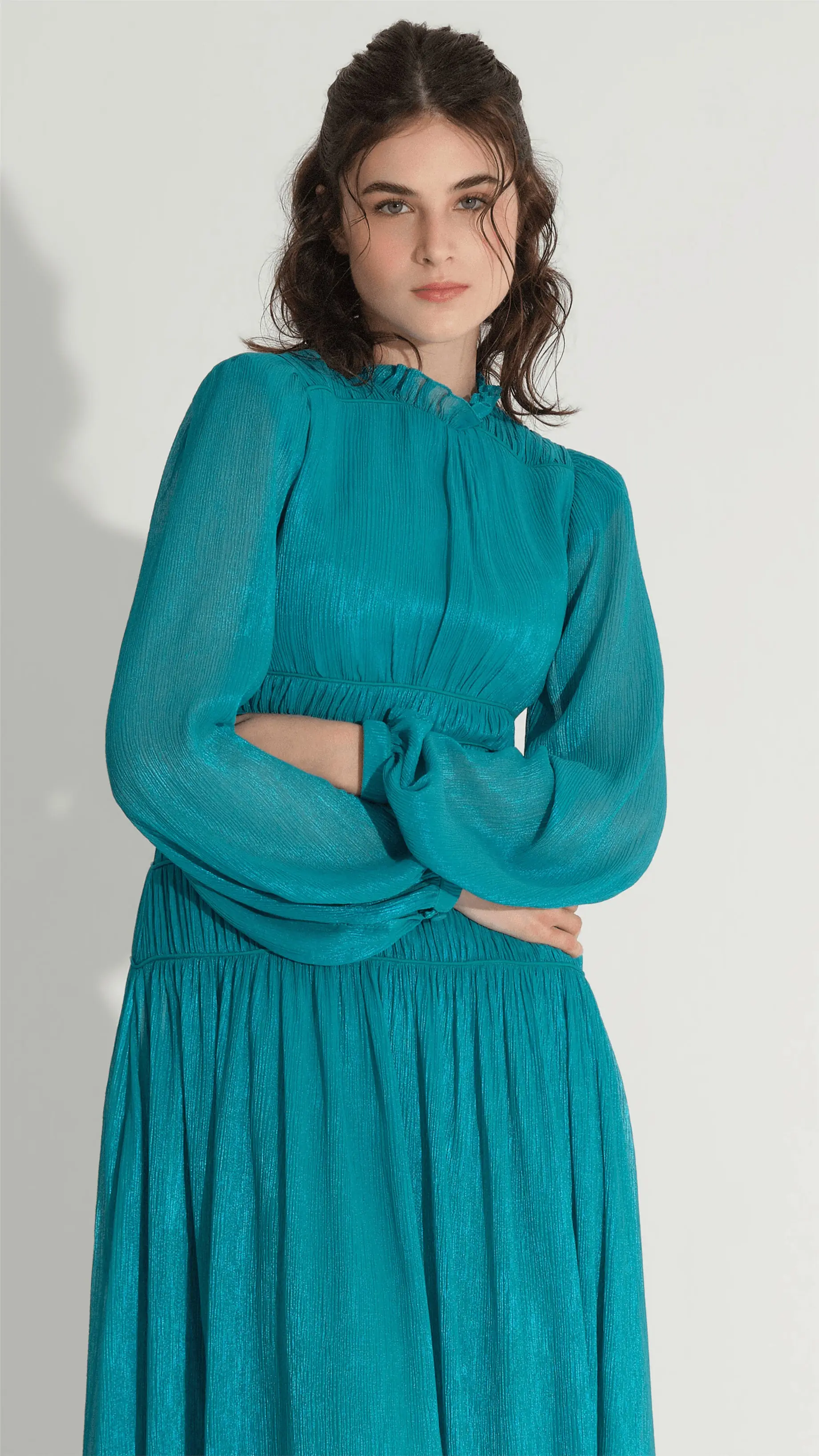 Piping Detail Glitter Dress – Green, photo 4