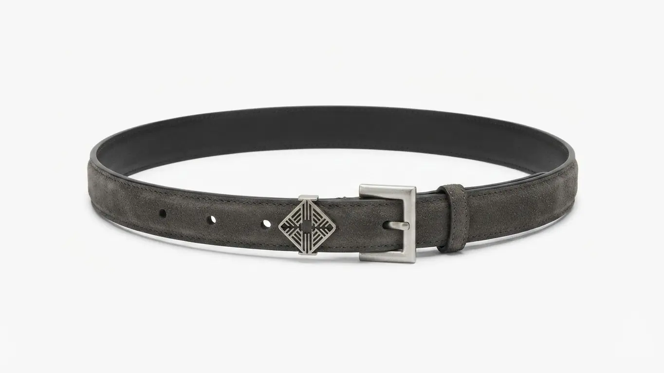 Suede-Effect Belt – Grey