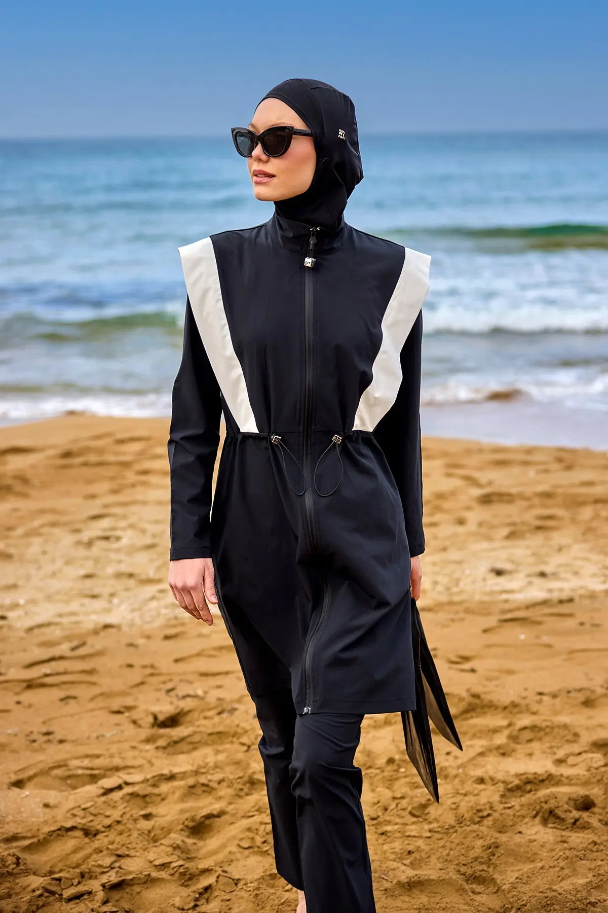 Black Adjustable Waist Modest Burkini Set M2526-1, photo 3