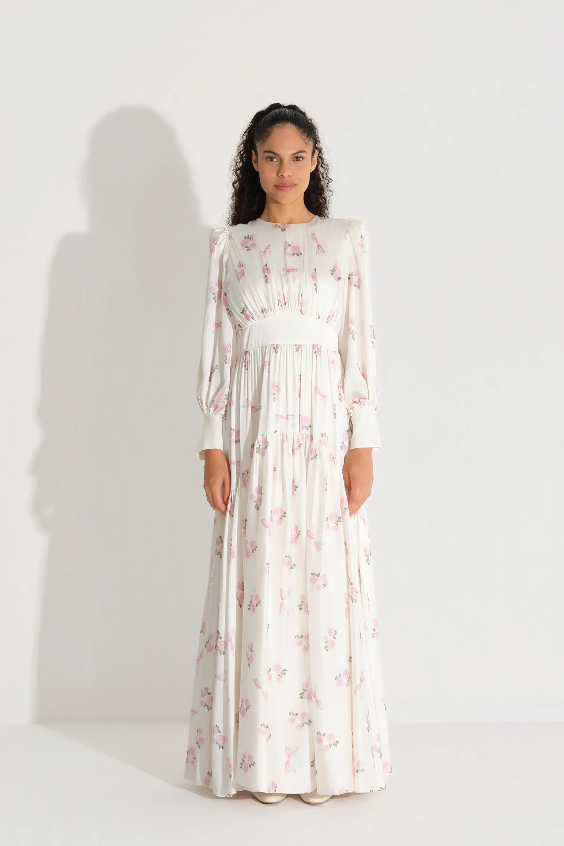 Corset-Inspired Satin Dress – Ecru